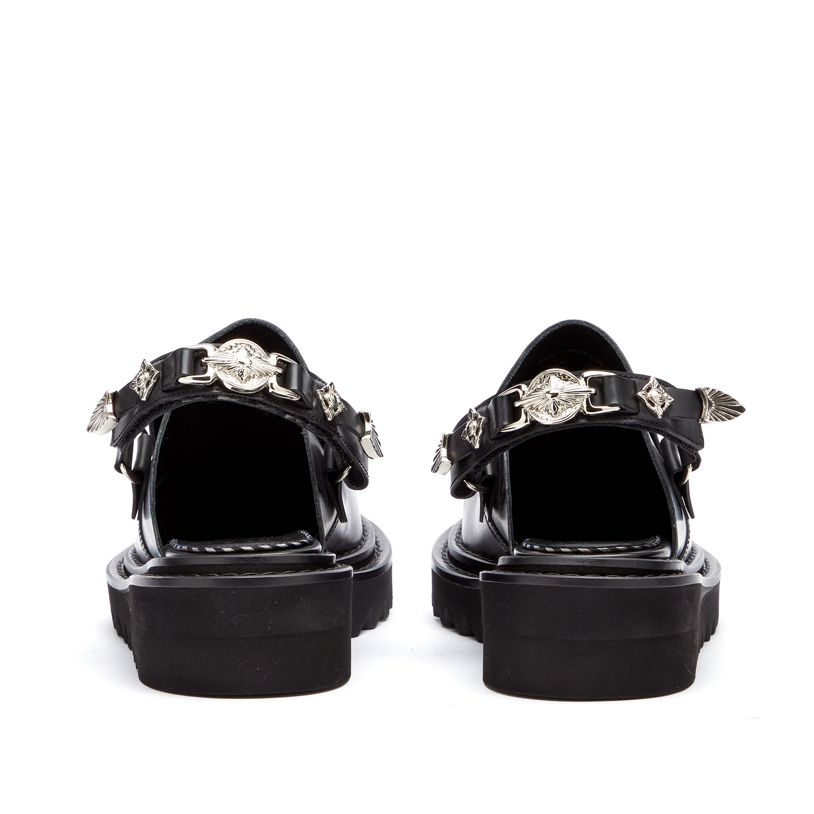 Toga Pulla Leather Rounded Toe Mule Black Leather END.