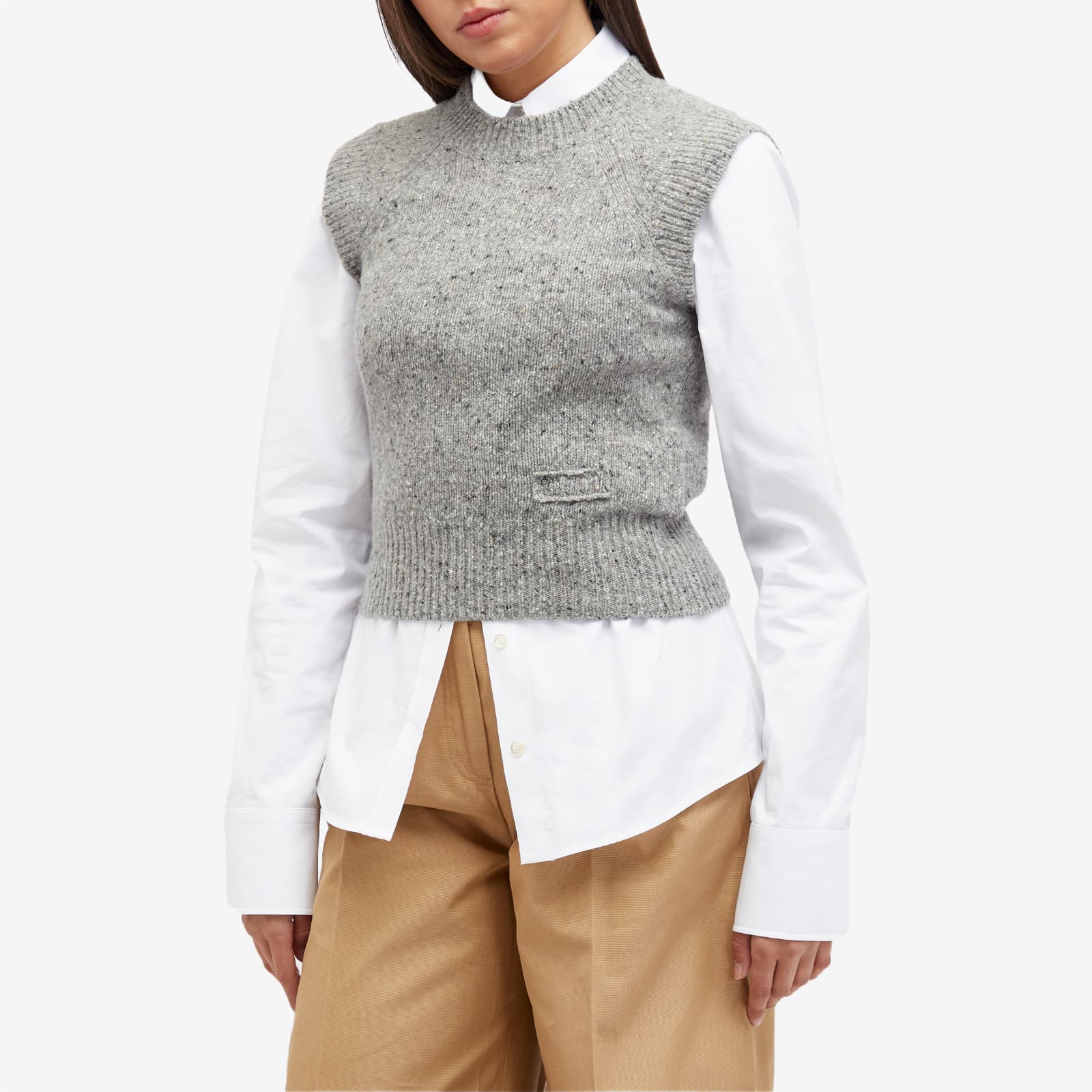 AMI Paris Ami Logo Knit Vest Light Heather Grey | END. (US)