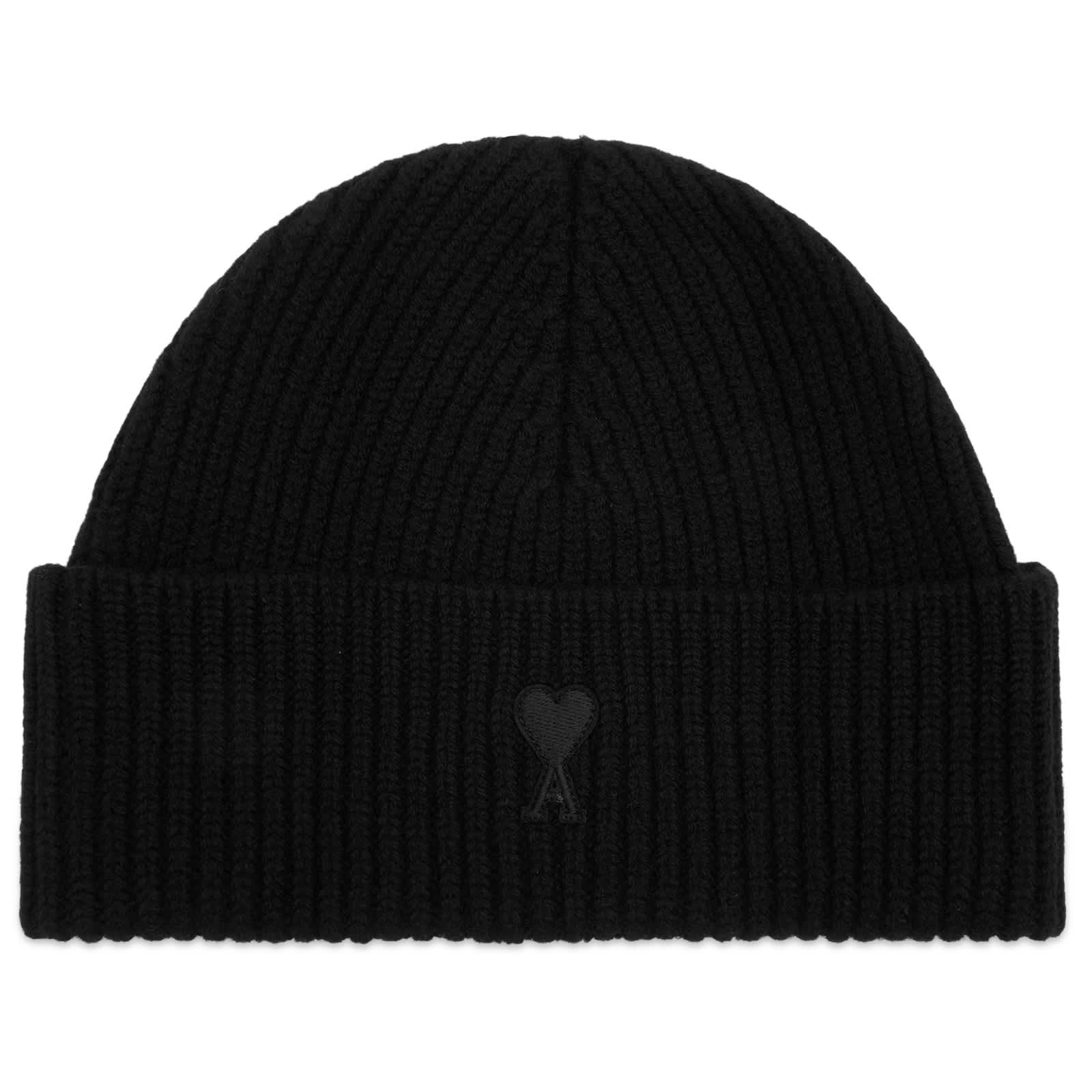 AMI Paris Felted Merino Wool Knit Beanie - Noir/Noir