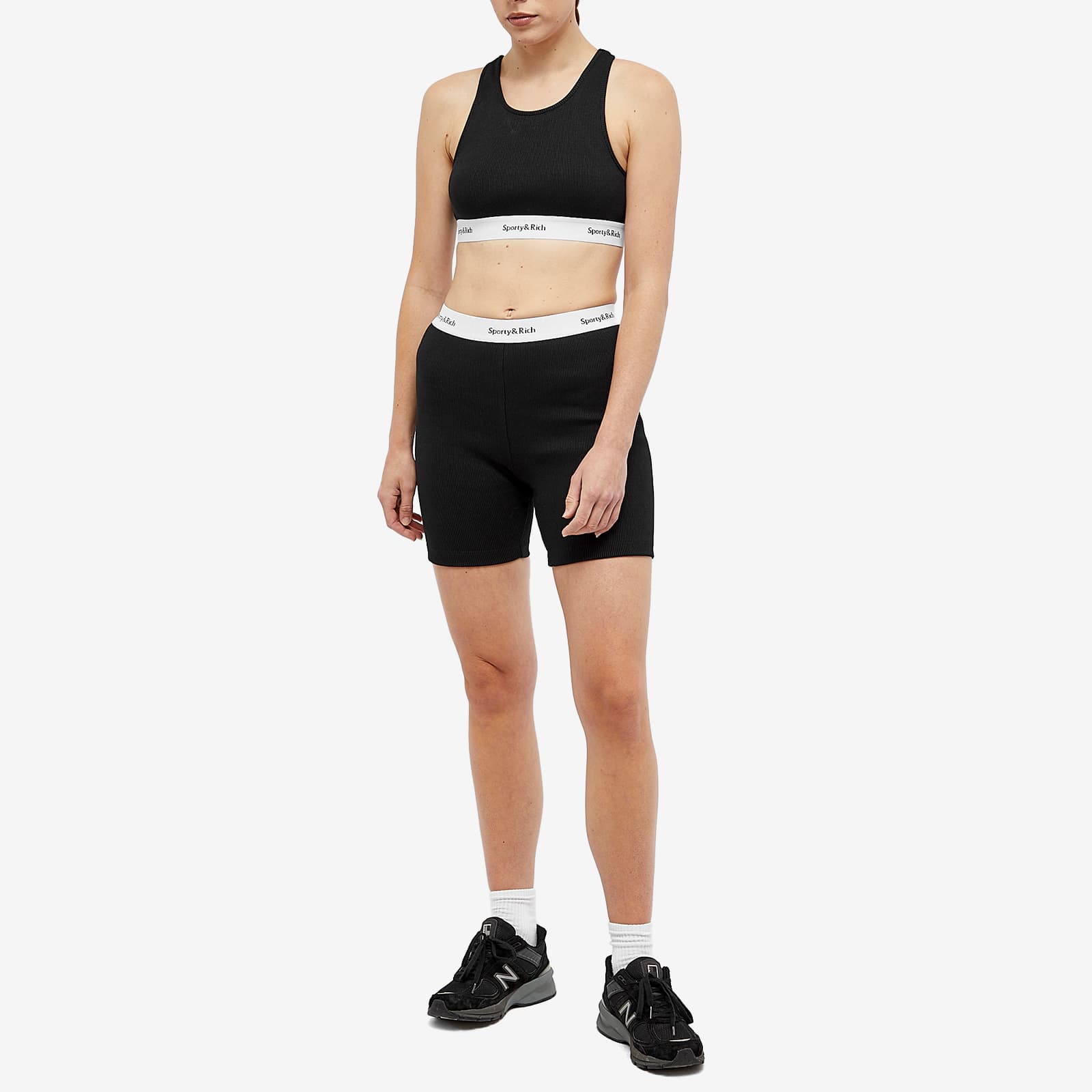 Sporty & Rich Serif Logo Cropped Tank Black END. (US)