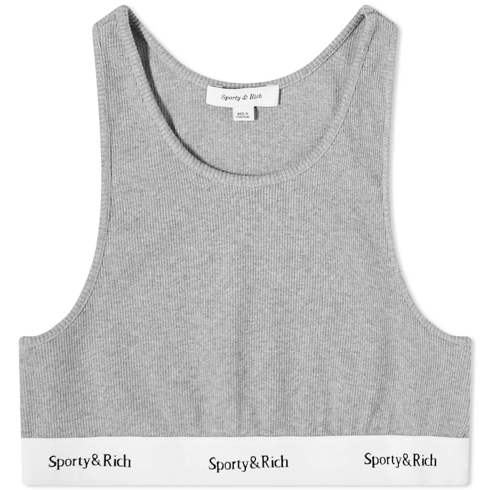Sporty & Rich Serif Logo Cropped Tank Heather Grey END.