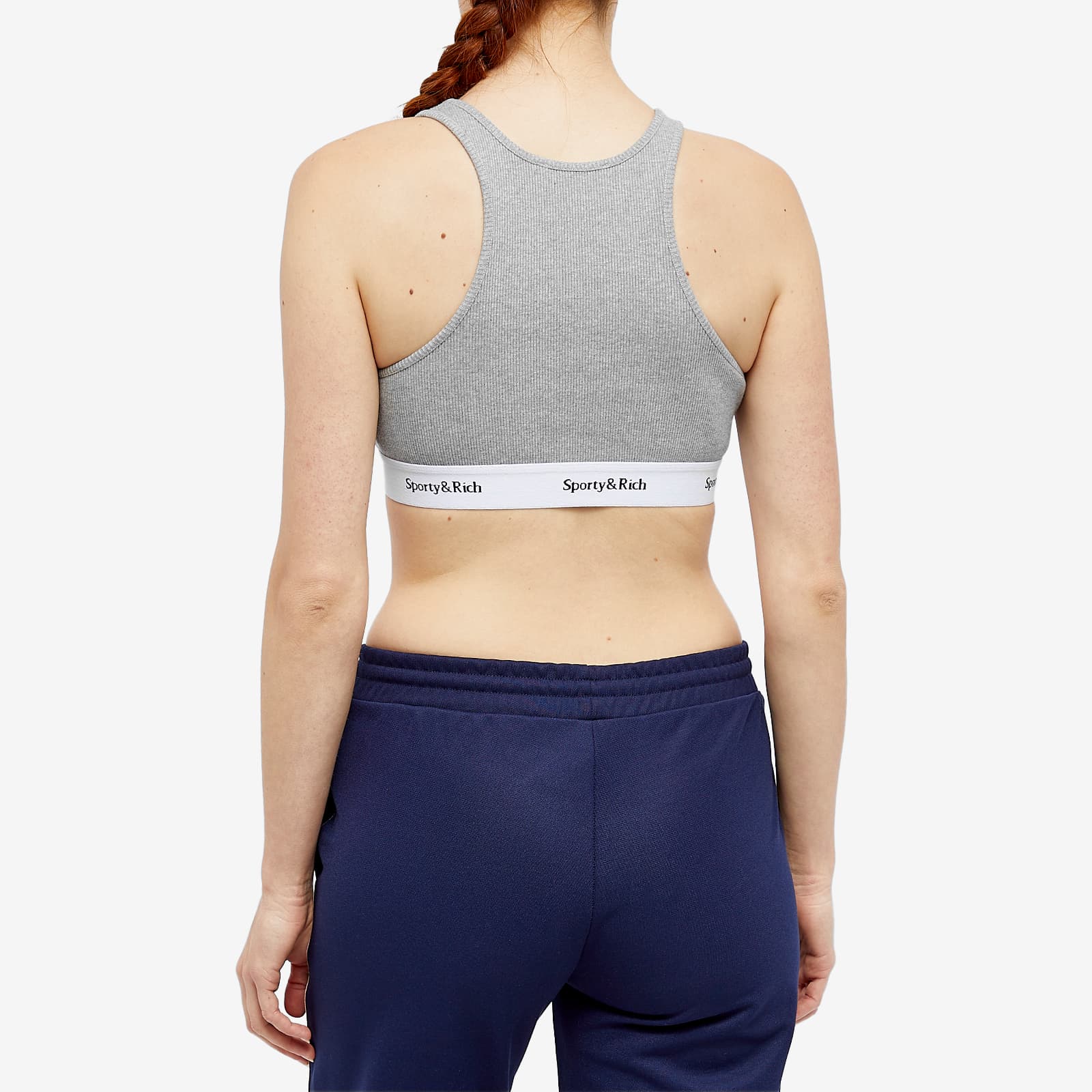 Sporty & Rich Serif Logo Cropped Tank Heather Grey END.