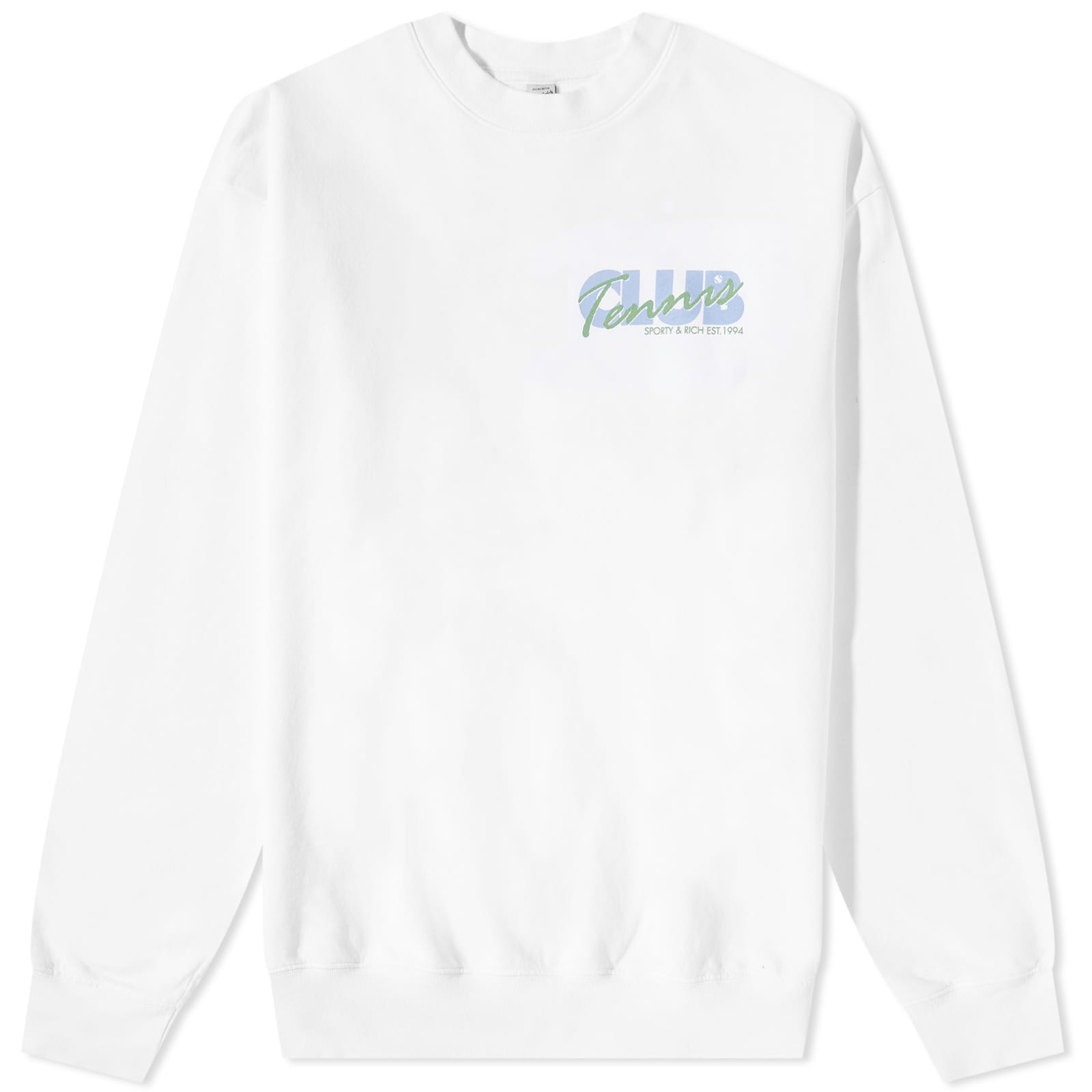 Sporty Rich Agassi Crew Sweat White Washed Hydrangea END sporty-rich-agassi-crew-sweat-white-washed-hydrangea-end