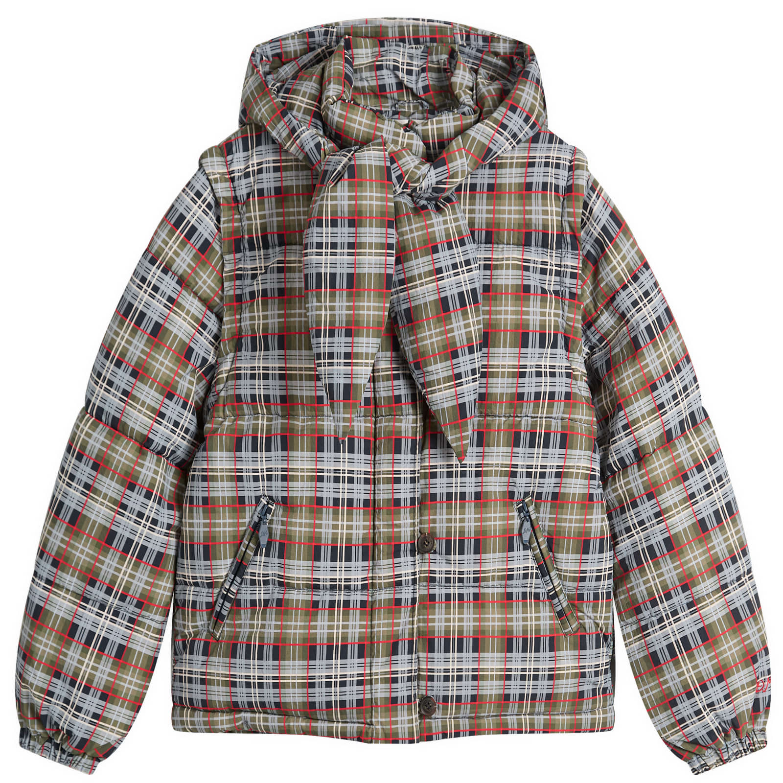 Damson Madder Pearl Tartan Check Puffer Jacket