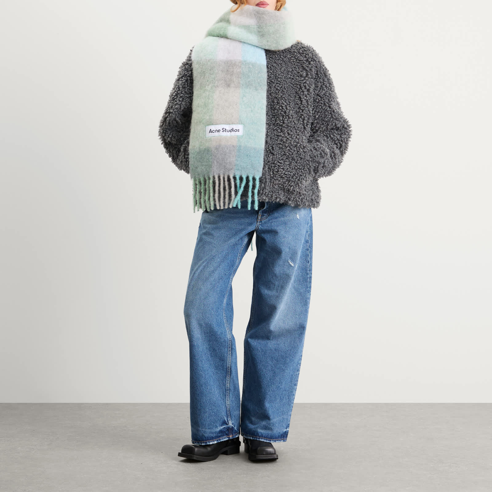 Acne Studios Vally Scarf - Turquoise, Grey & Mint Green