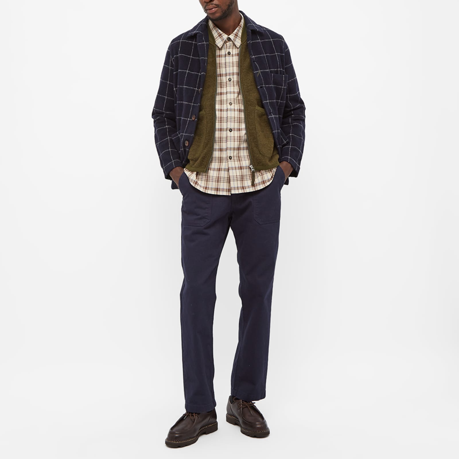 Universal Works Zip Wool Fleece Waistcoat Olive END. (GB)