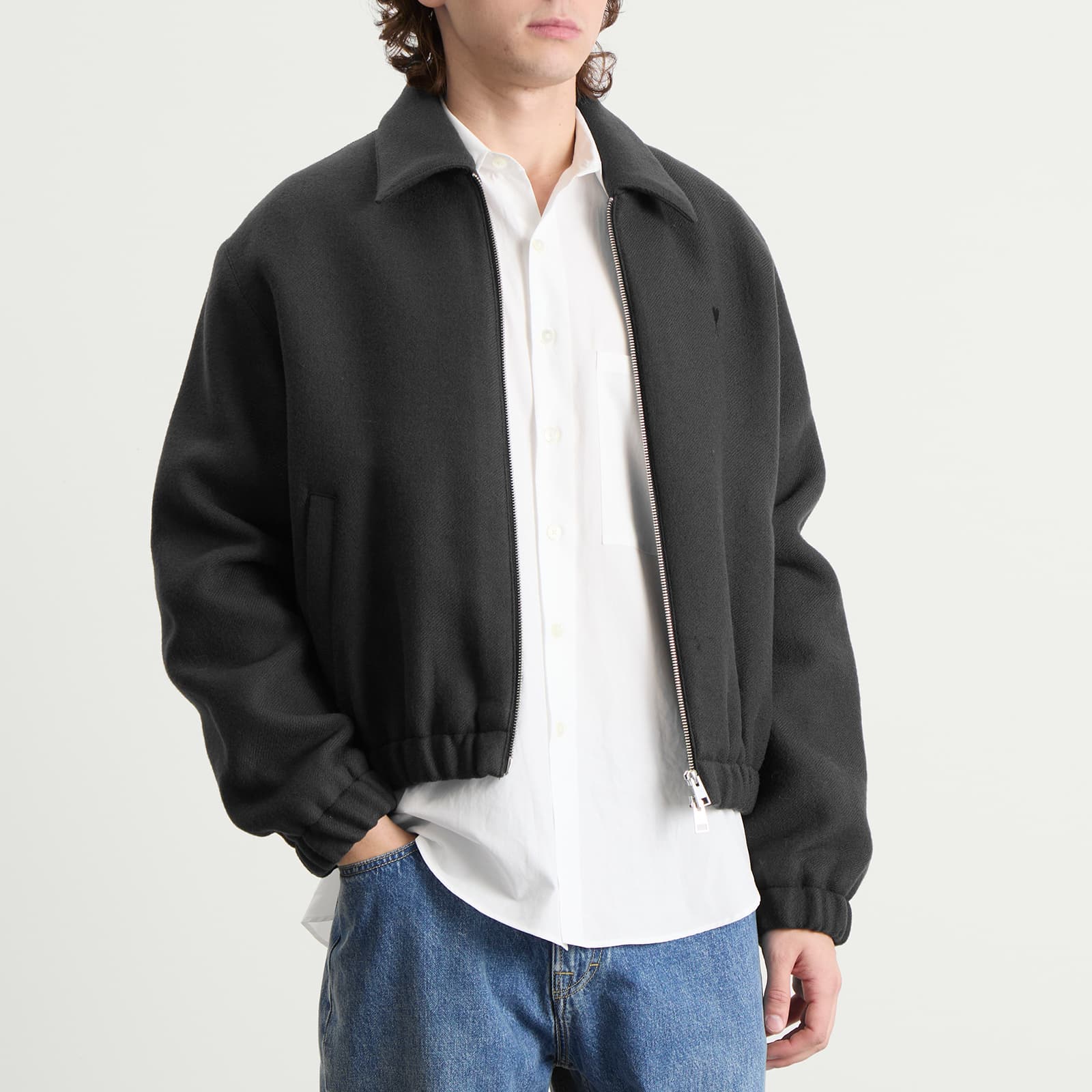 AMI Paris Boiled Wool Gabardine ADC Jacket - Anthracite