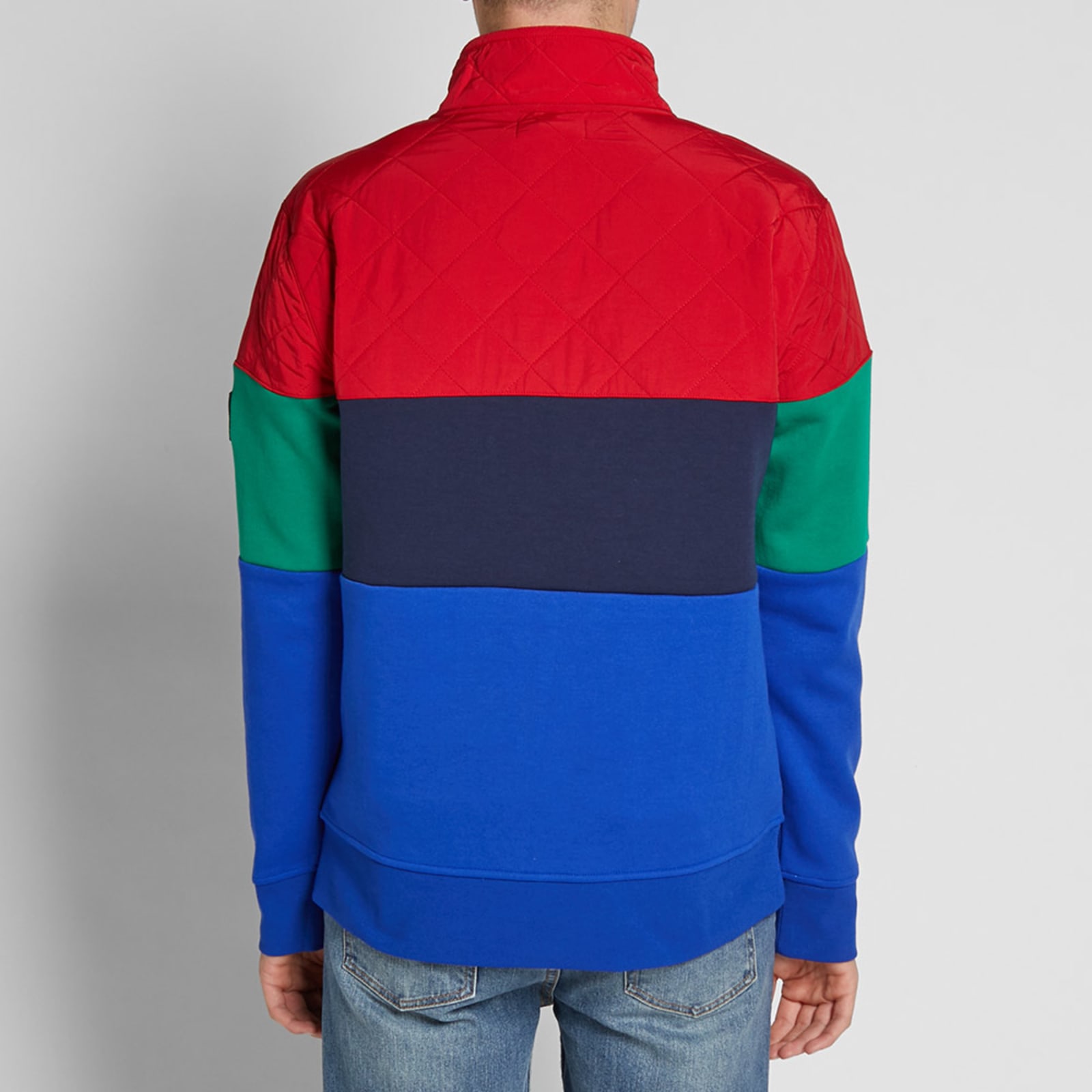 Polo Ralph Lauren Quilted Half Zip Sweat Polo Sport Red & Newport Navy