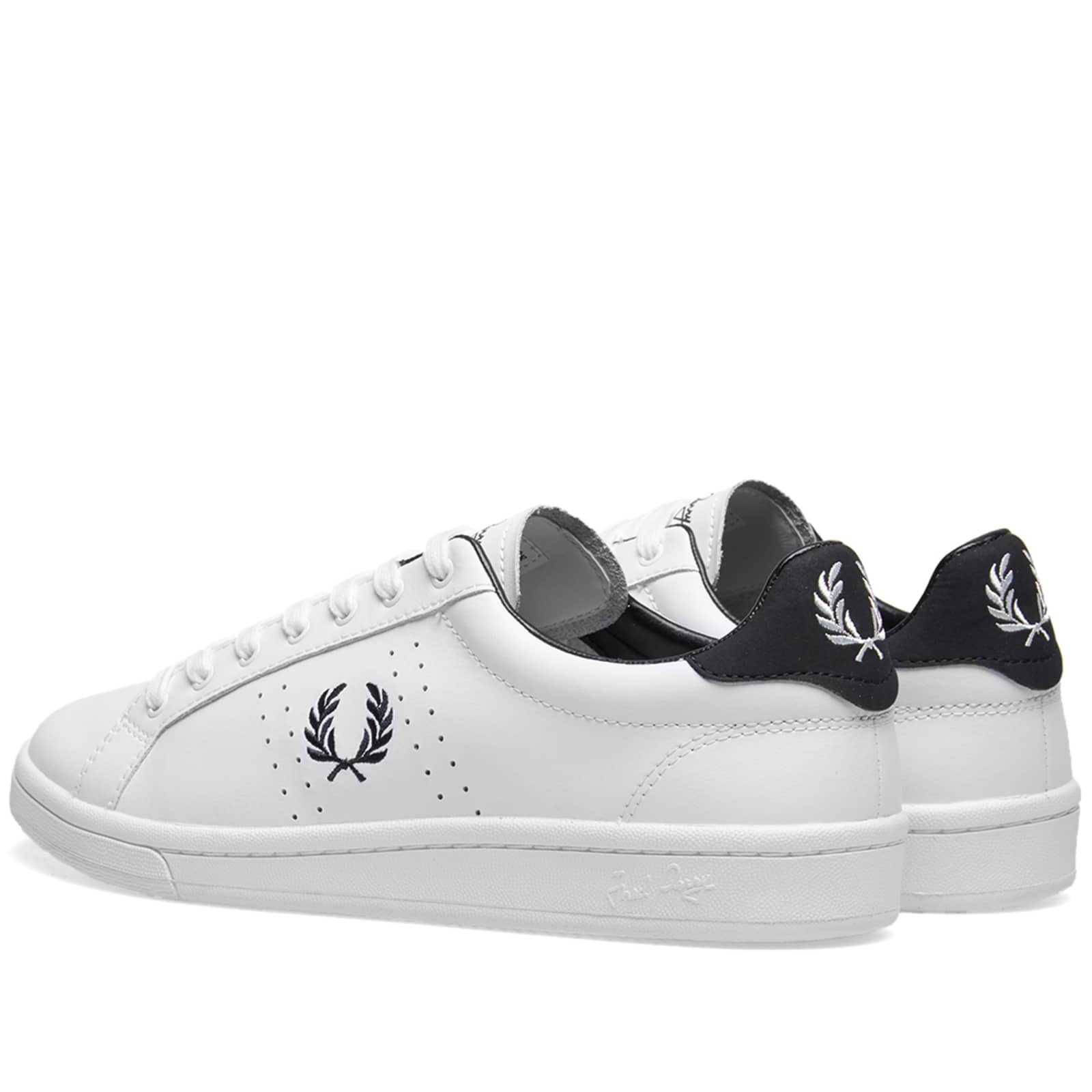 Fred Perry B721 Leather Sneaker White & Navy | END.