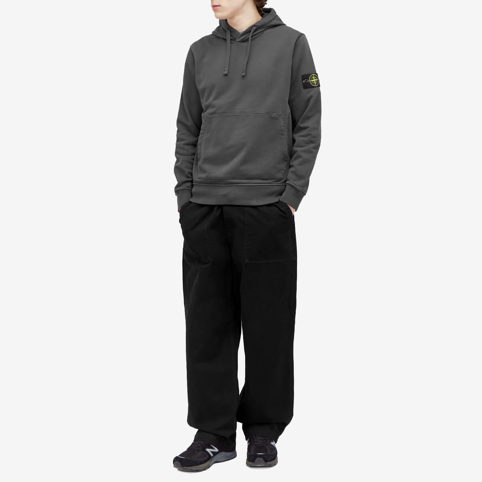 Stone Island Garment Dyed Popover Hoody Charcoal END. (GB)