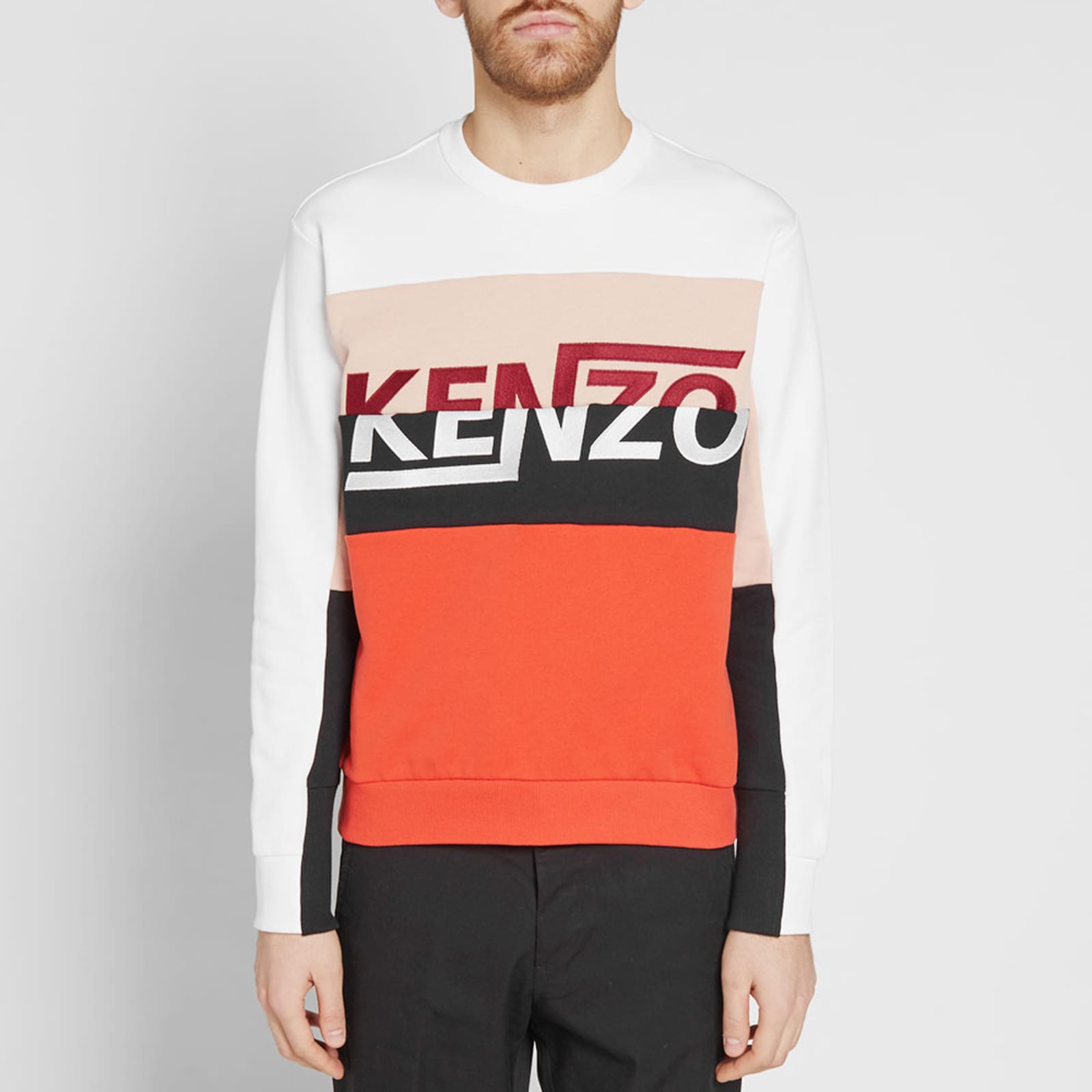 Kenzo Sport Logo Crew Sweat White & Black | END. (GB)