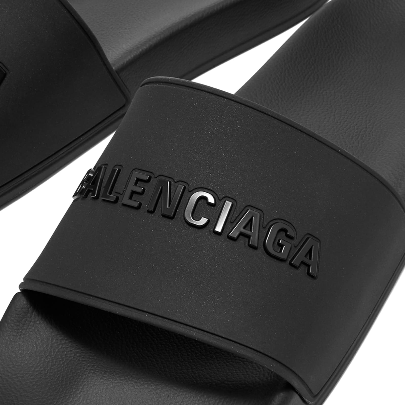 Balenciaga Rubber Logo Pool Slide Black END.