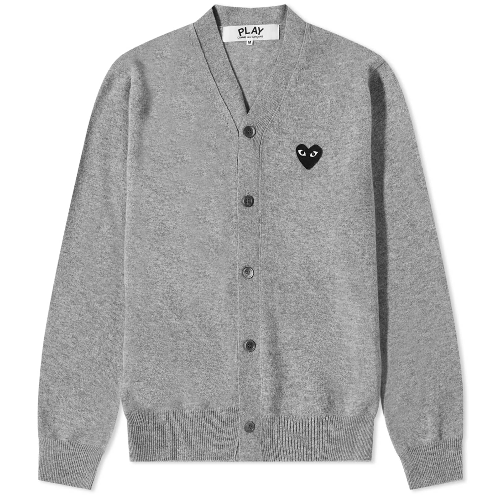 Comme des Garçons Play Black Heart V-Neck Cardigan - Light Grey