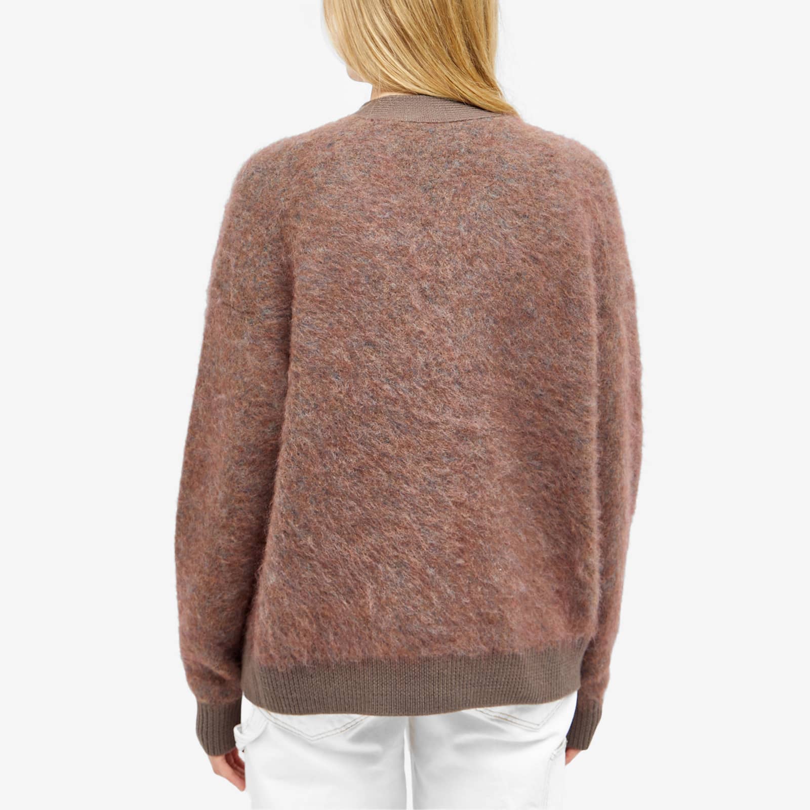 Cardigan Acne Studios - Gris & Vert, Mohair-Laine, Taille L, Ouvert - Occasion Très Bon État