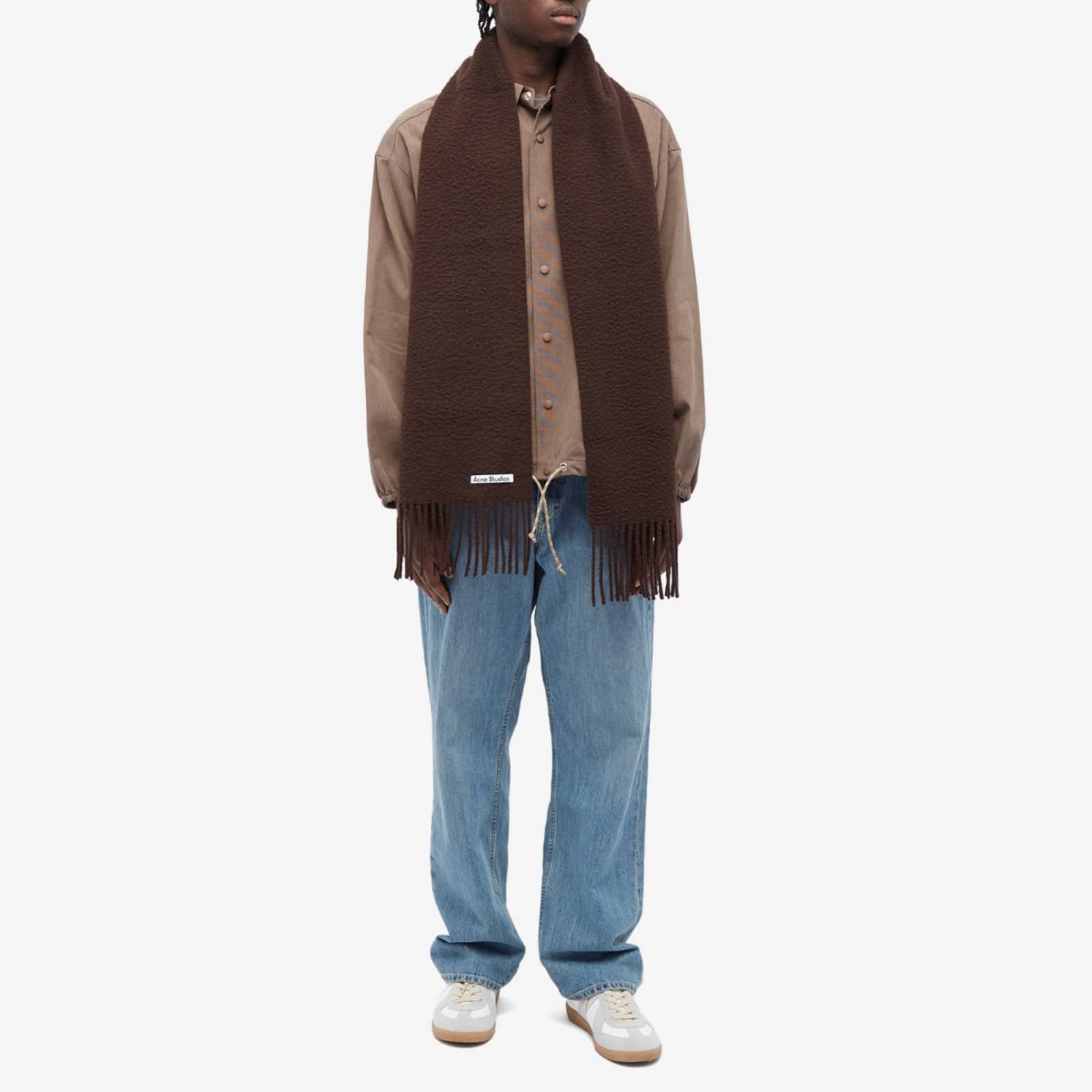 Acne Studios Vargo Boiled Wool Scarf - Chocolate Brown