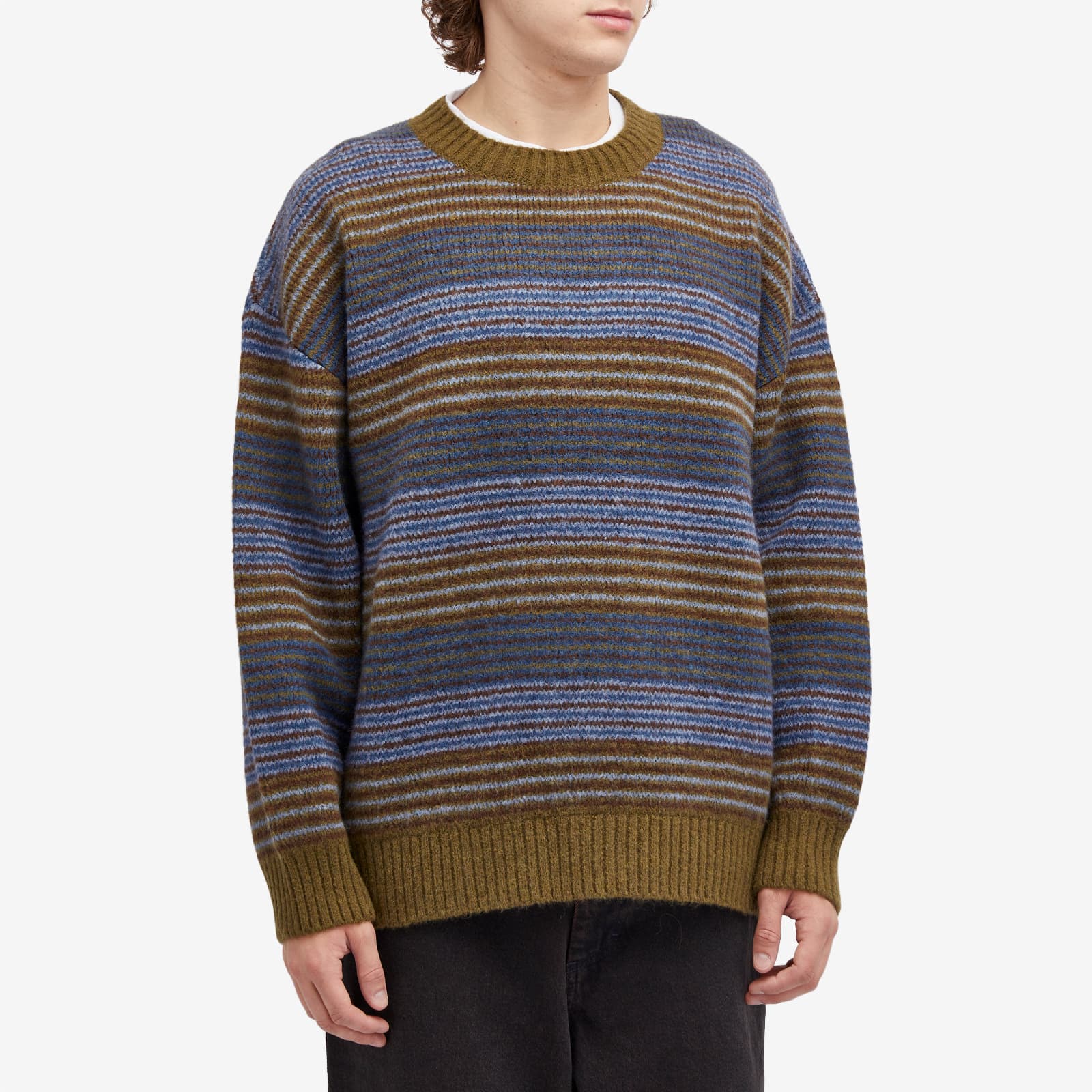 Polar Skate Co. George Stripe Jumper - Blue Green Stripe