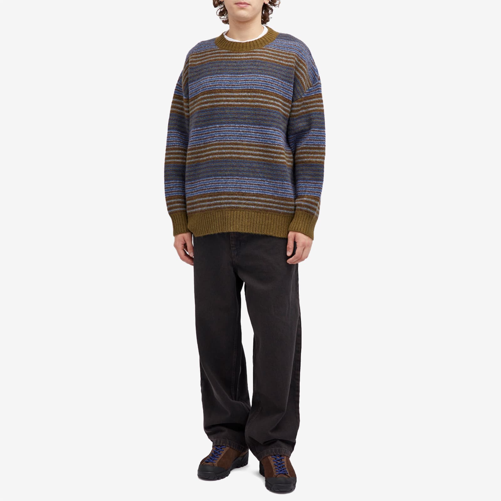 Polar Skate Co. George Stripe Jumper - Blue Green Stripe