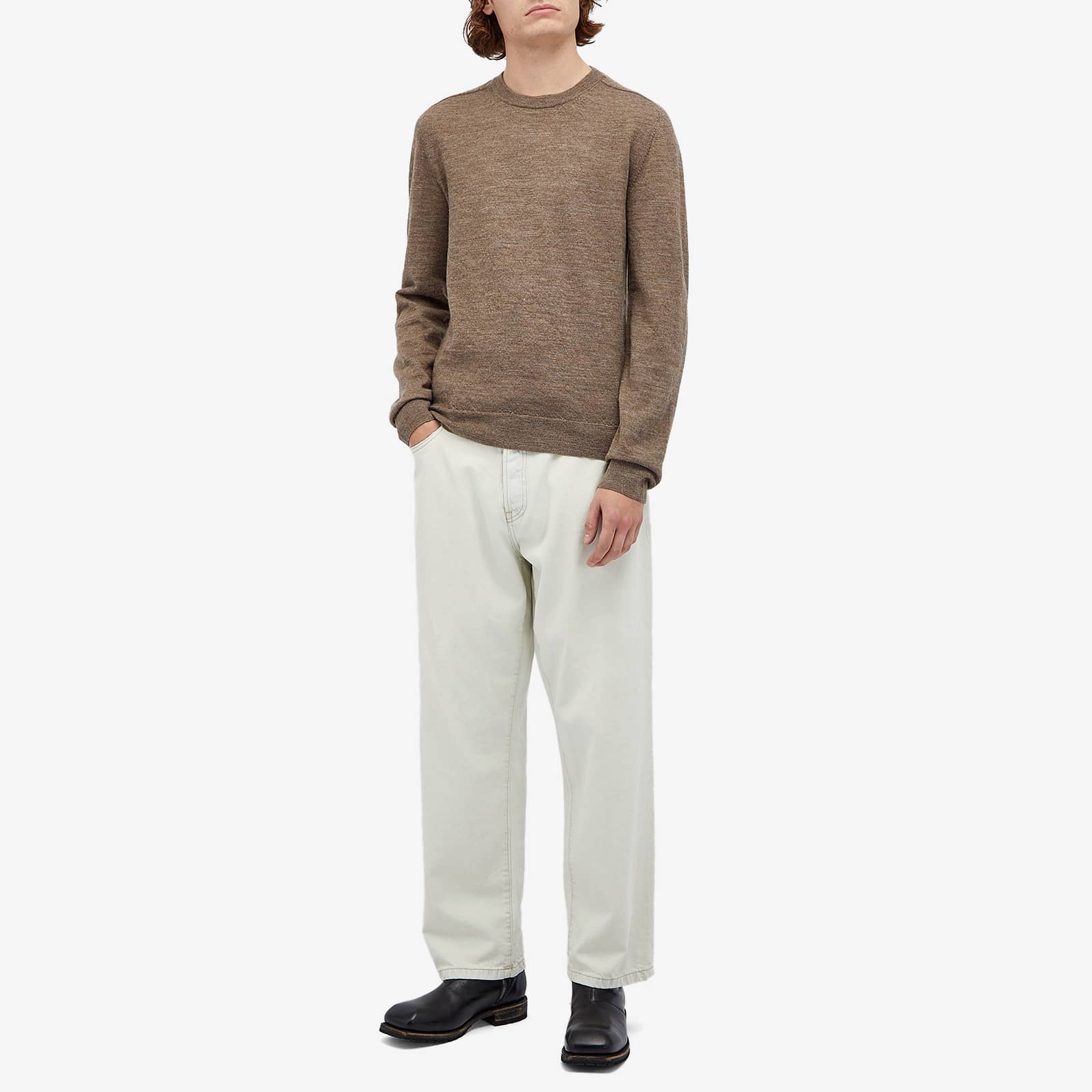 Maison Margiela Elbow Patch Crew Neck Jumper - Walnut