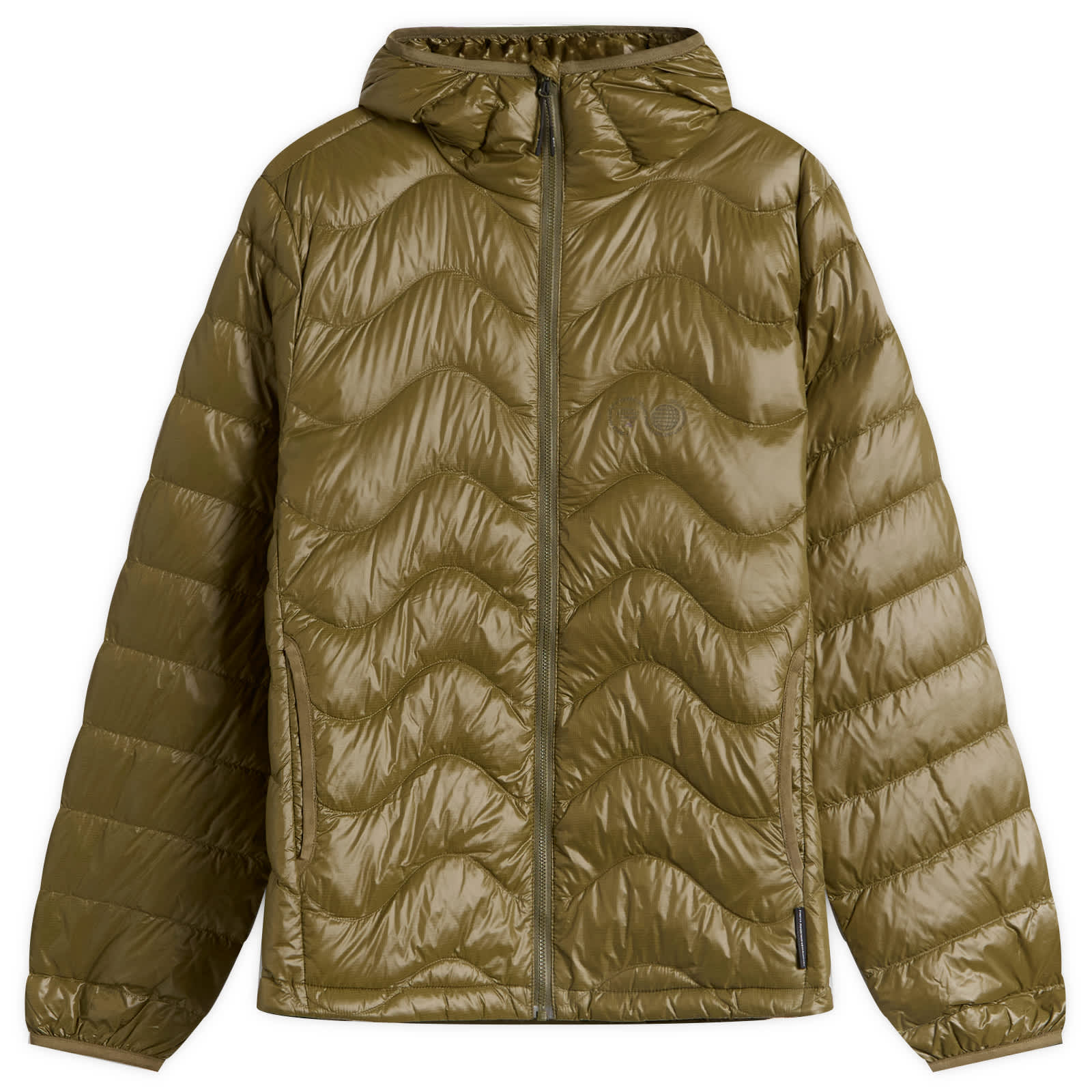 Purple Mountain Observatory Waves Hooded Puffa Jacket - Dark Olive