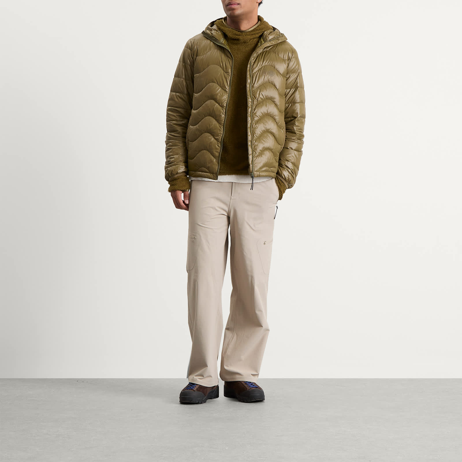 Purple Mountain Observatory Waves Hooded Puffa Jacket - Dark Olive