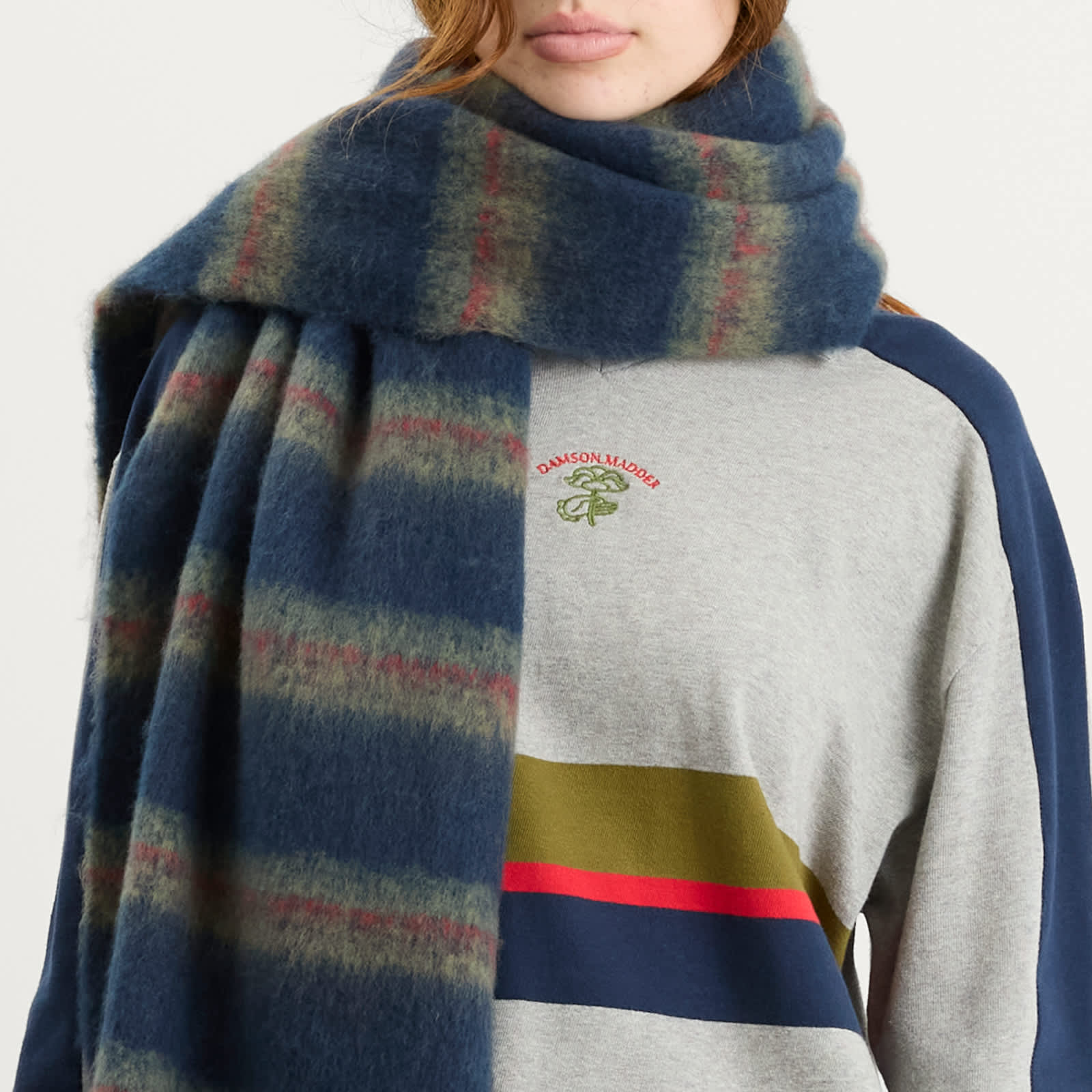 Damson Madder Brushed Oversize Stripe Scarf - Multi