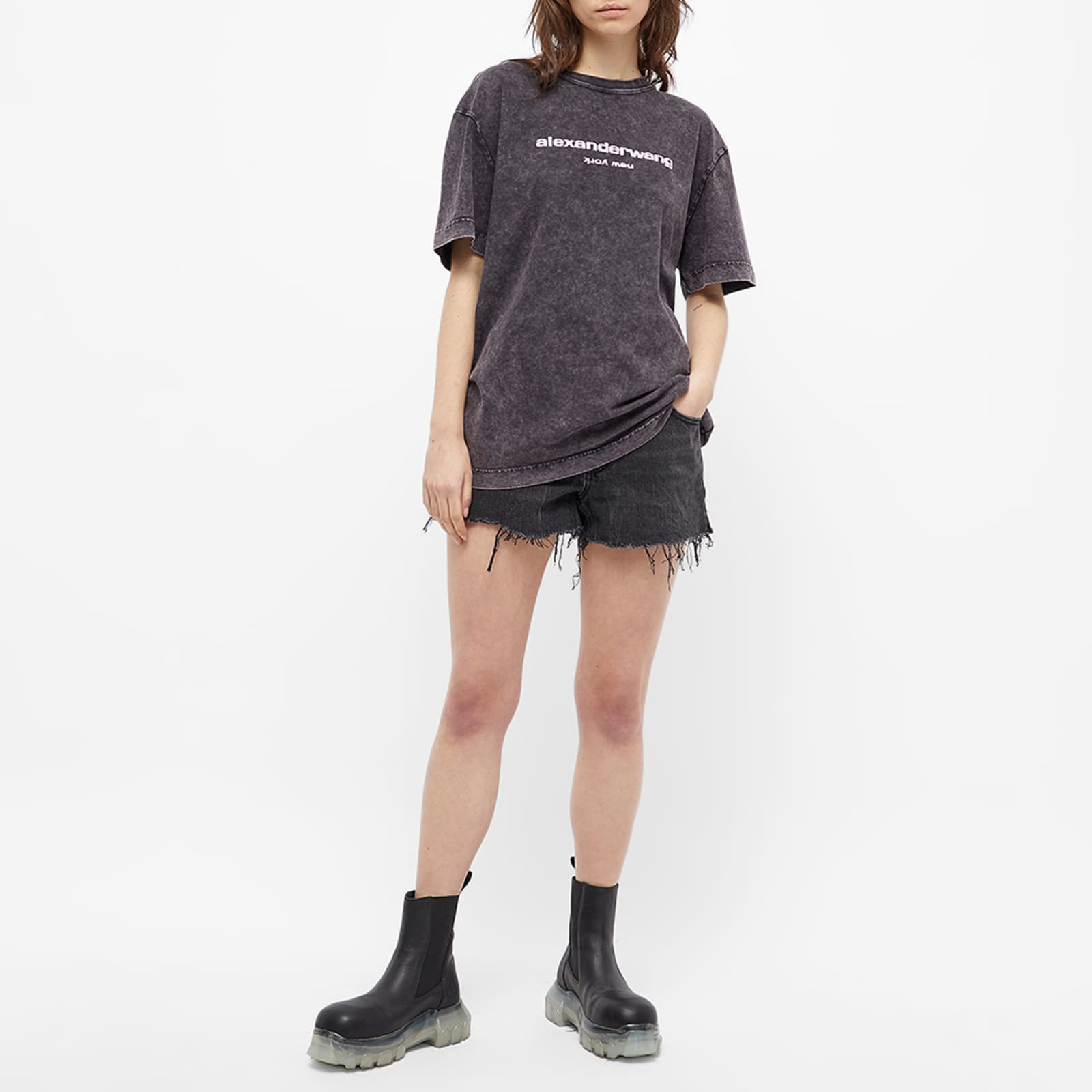 Alexander Wang Acid Wash Classic Logo T-Shirt - Acid Grenadine