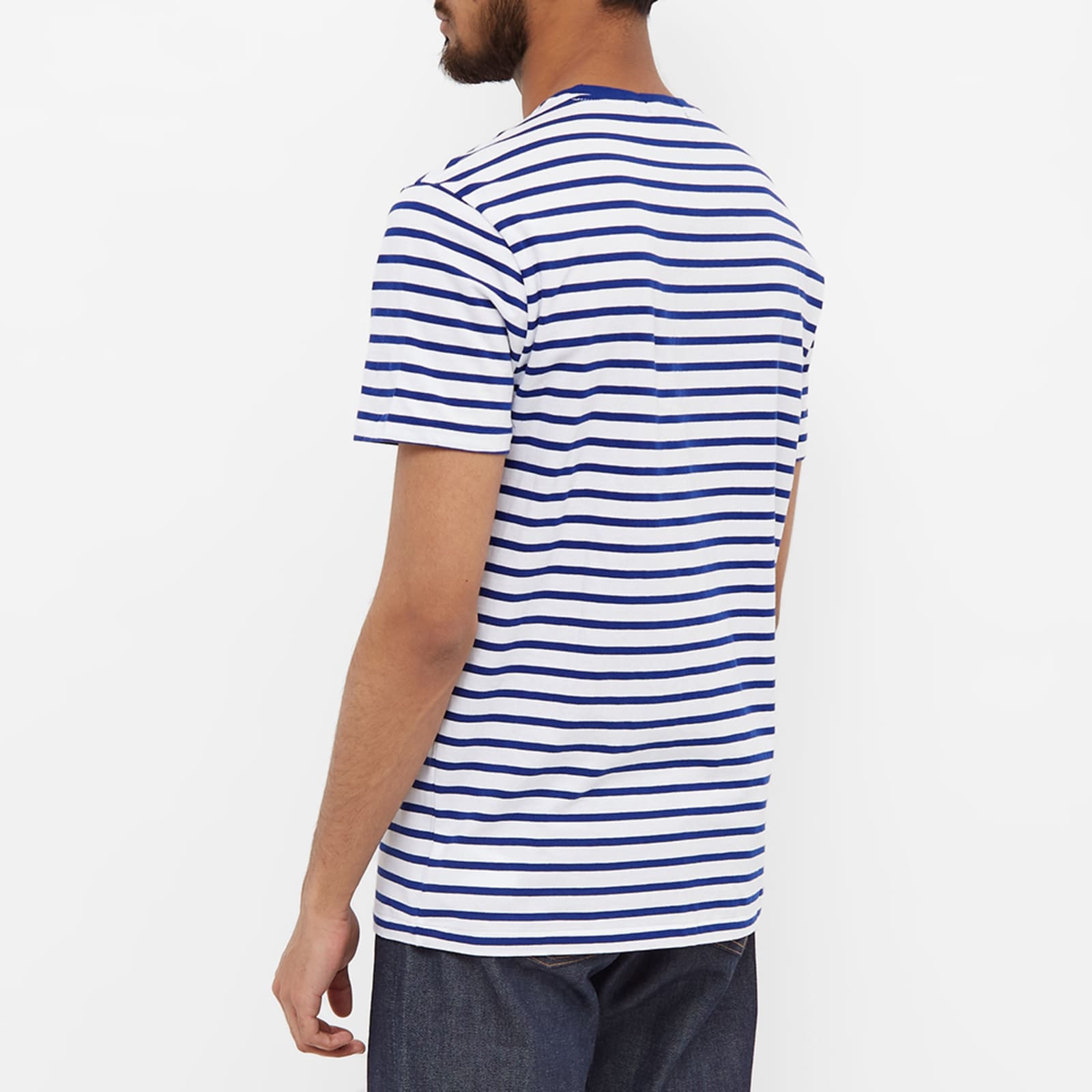 Polo Ralph Lauren Striped Beach Bear T-Shirt - White & Heritage Royal Beach