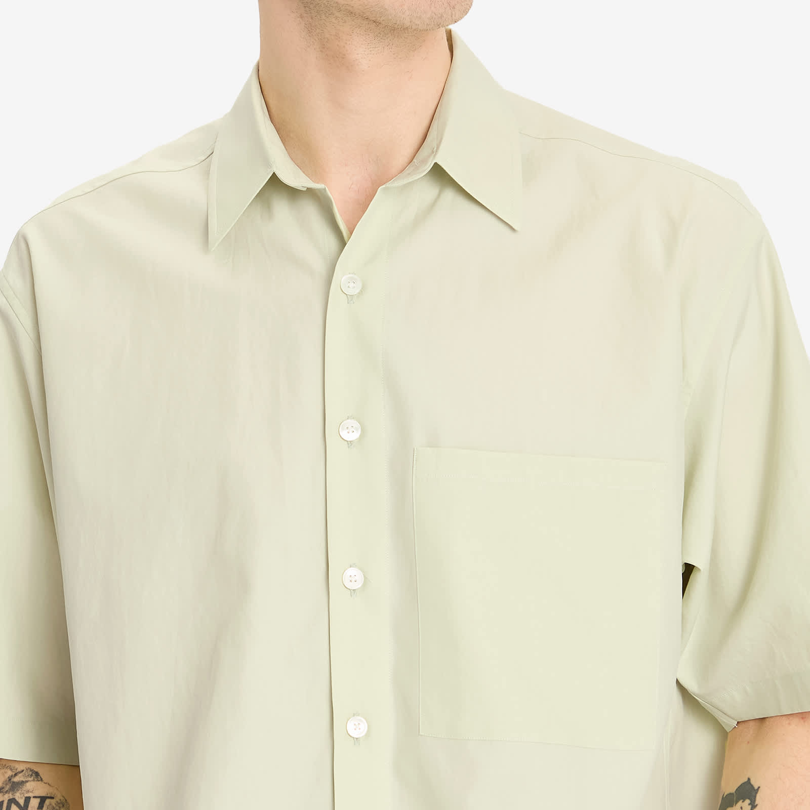 Auralee Washed Finx Twill Big Half Sleeved Shirt