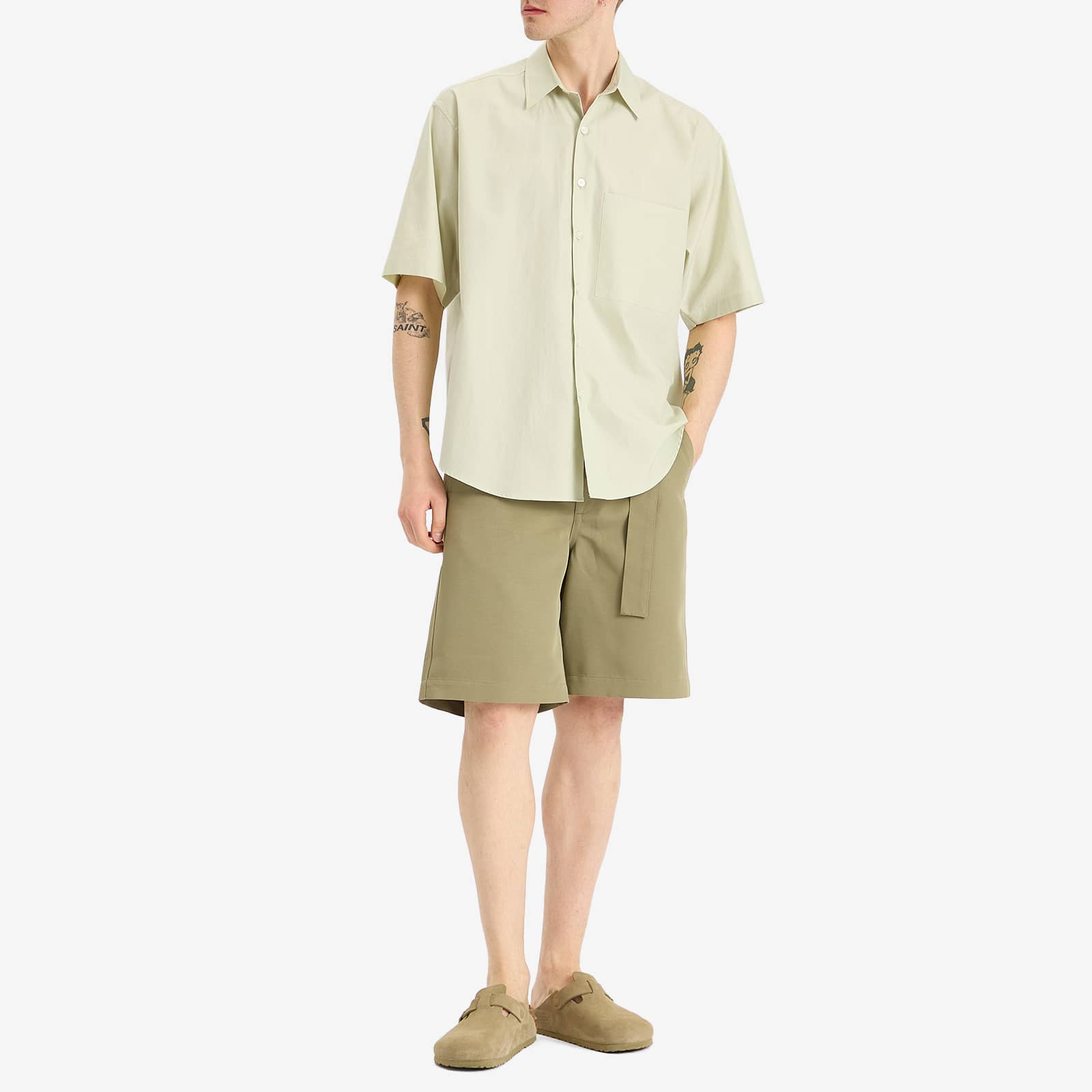 Auralee Washed Finx Twill Big Half Sleeved Shirt