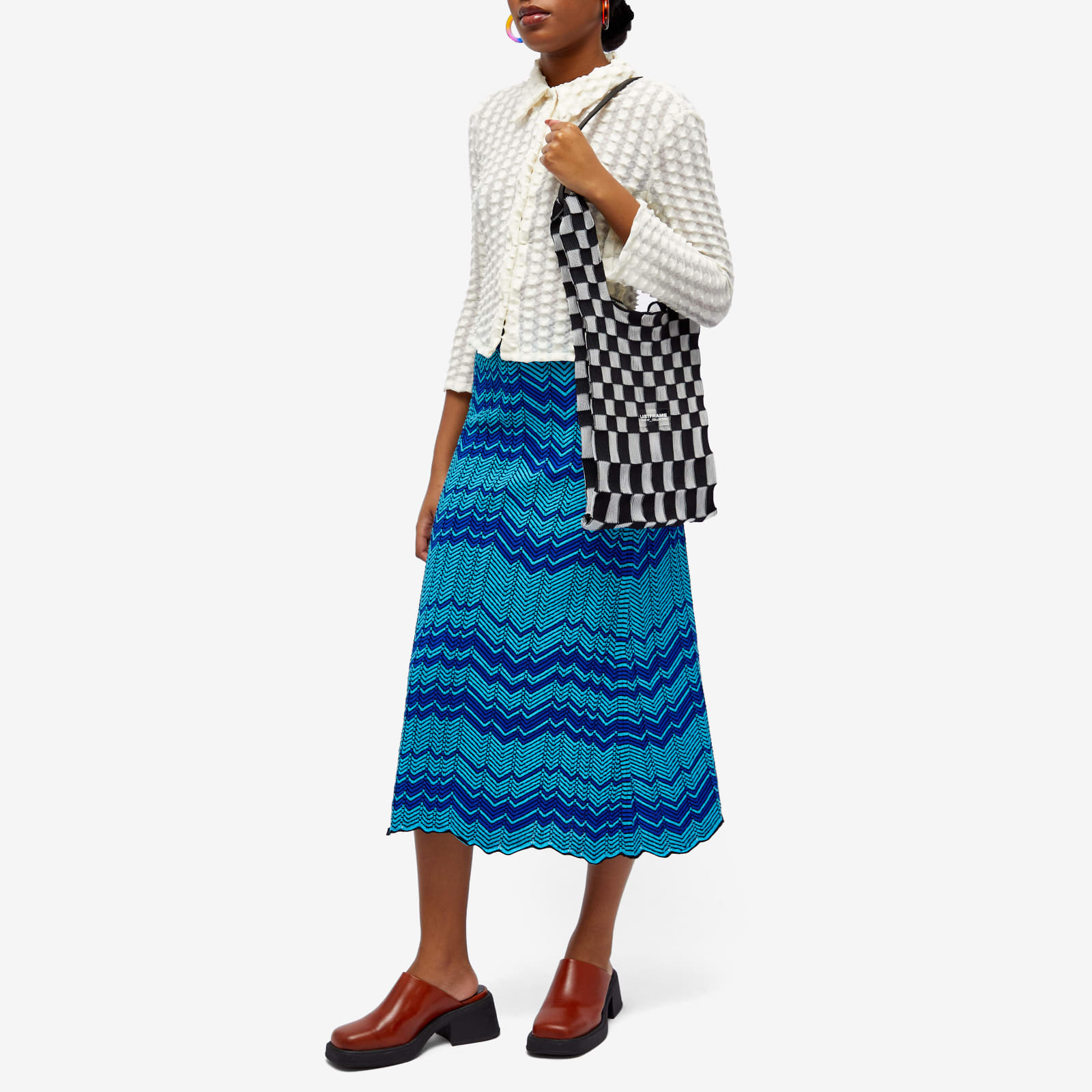 LASTFRAME Sheer Ichimatsu Market Bag Medium Black & Clear END.