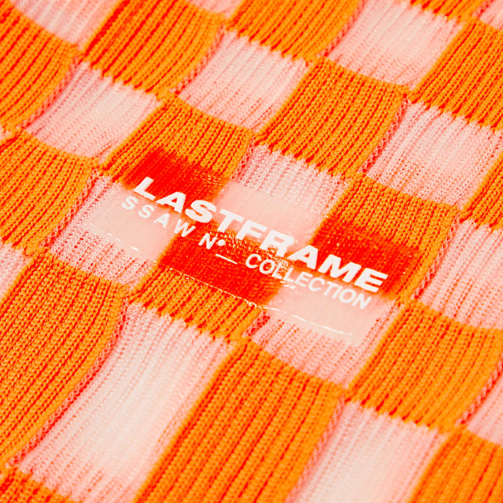 LASTFRAME Sheer Ichimatsu Market Bag Medium Neon Orange & Clear END. (CN)