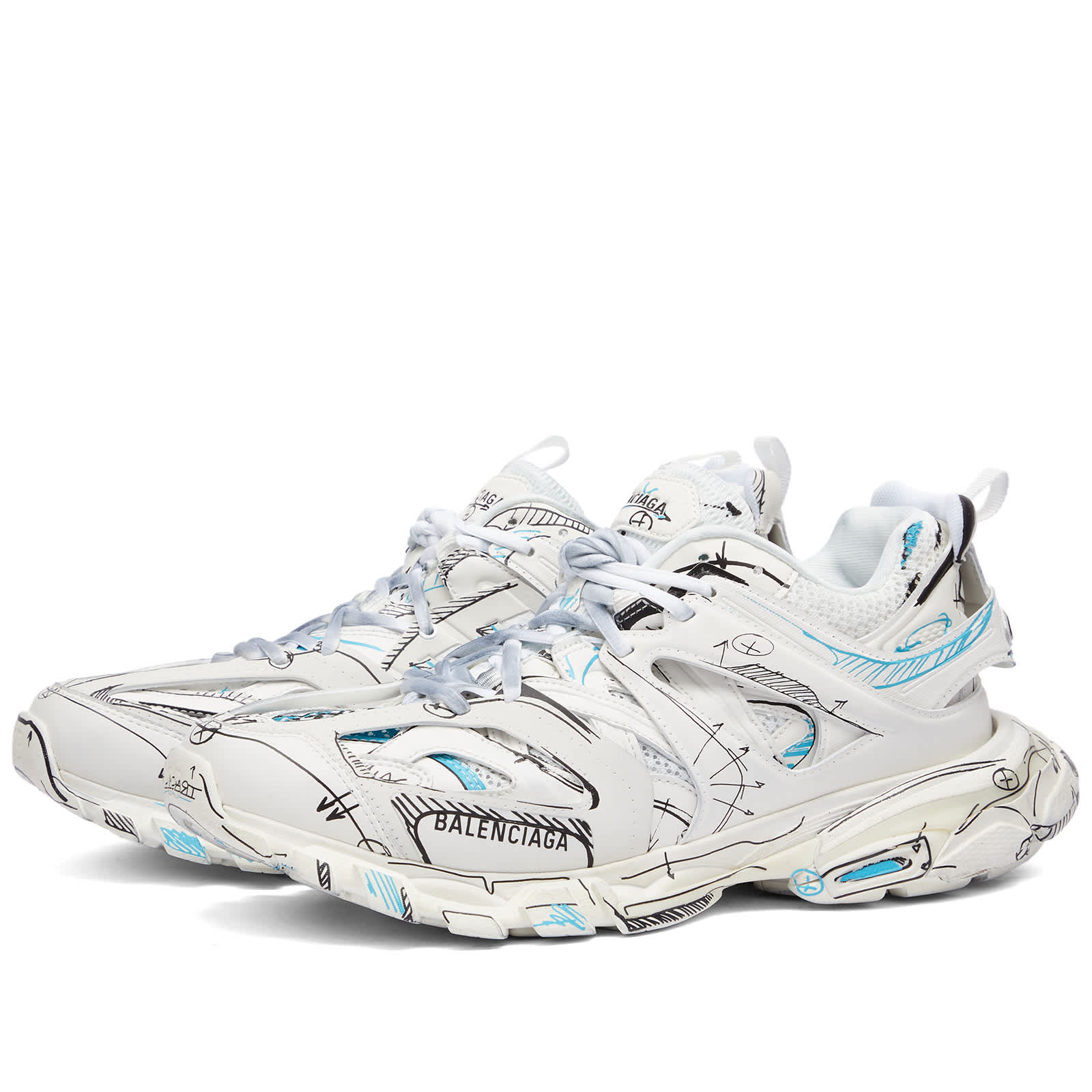 Balenciaga Track 3 Sneaker - White, Black & Blue