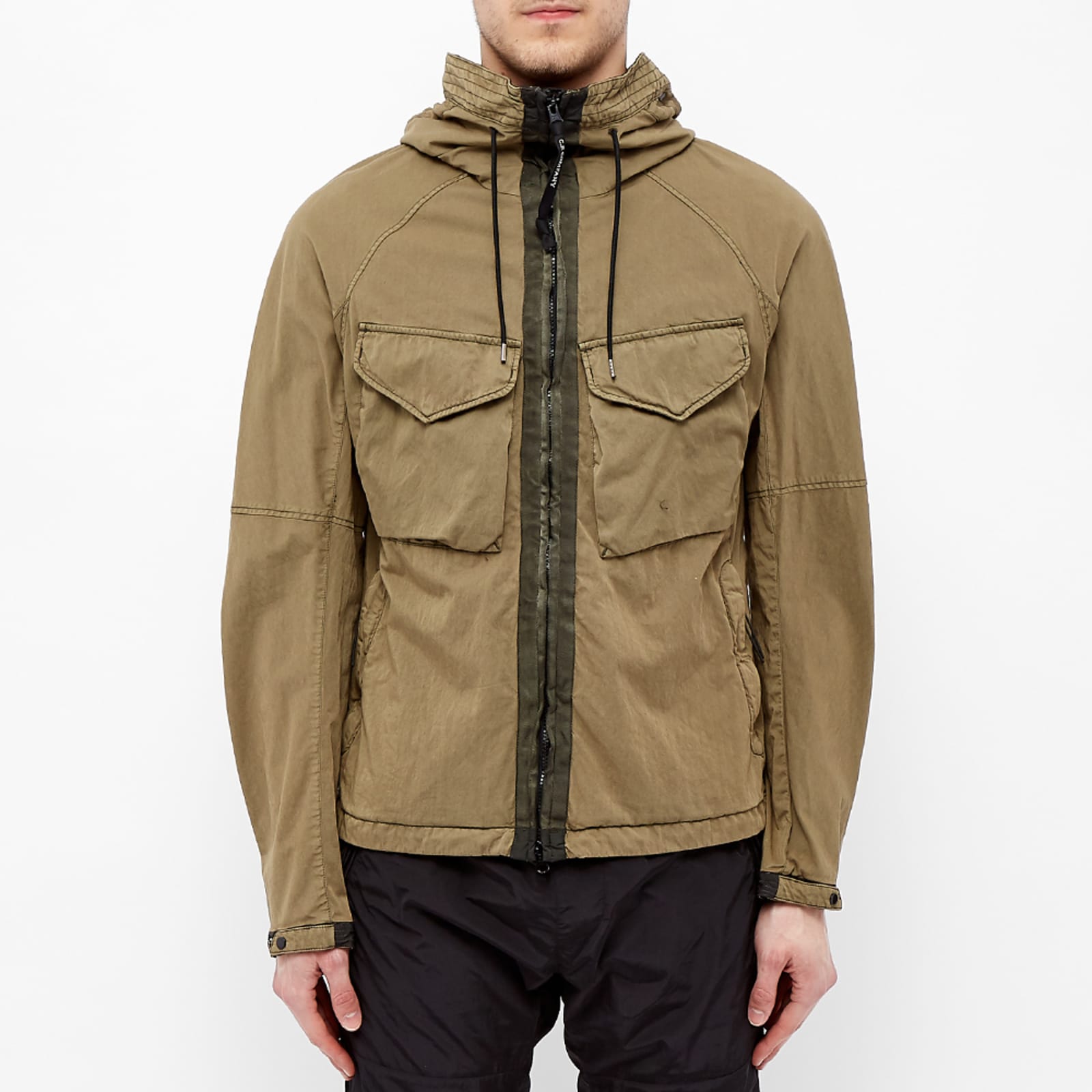 C.P. Company Raso Hooded Garment Dyed Goggle Jacket Burnt Olive END. (CA)