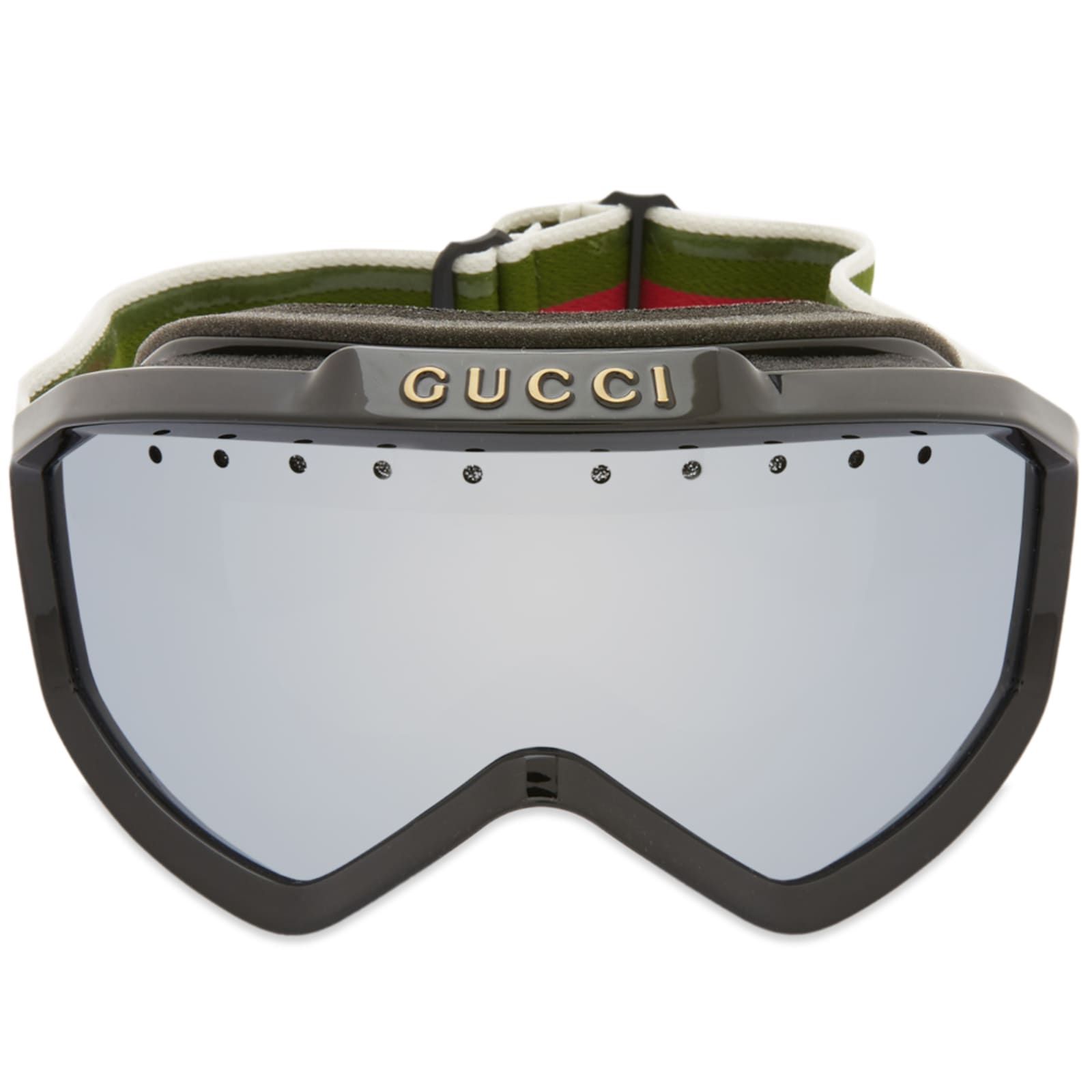 Gucci Eyewear GG1210S Ski Goggles Black, Green & Silver END.
