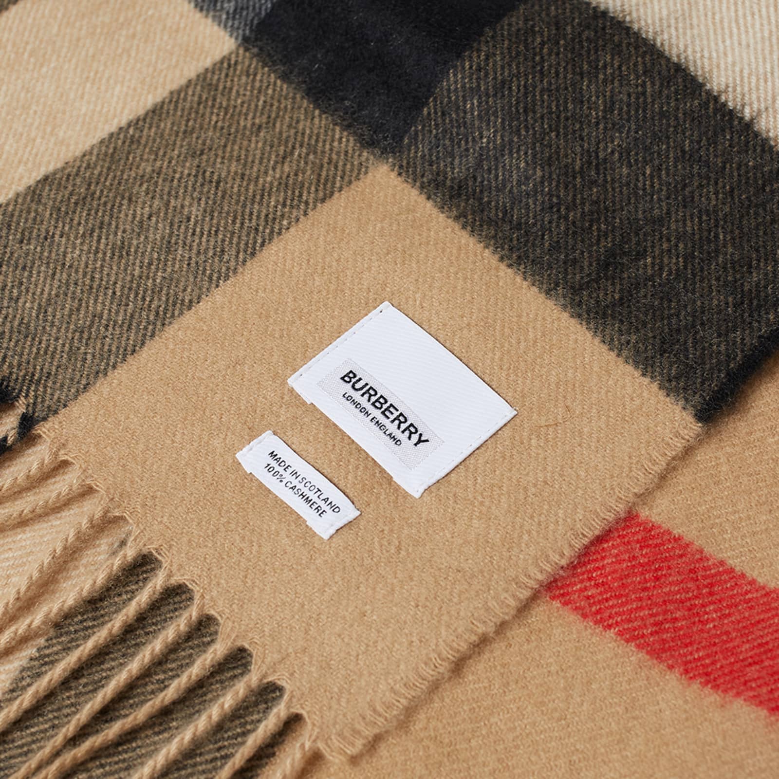 Burberry Cashmere Mega Check Scarf Archive Beige END.