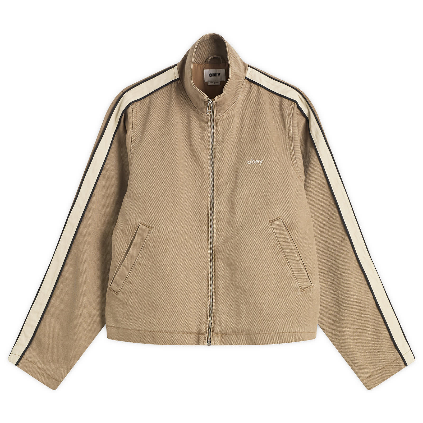 Obey Astrid Stripe Jacket - Tan Faded Wash
