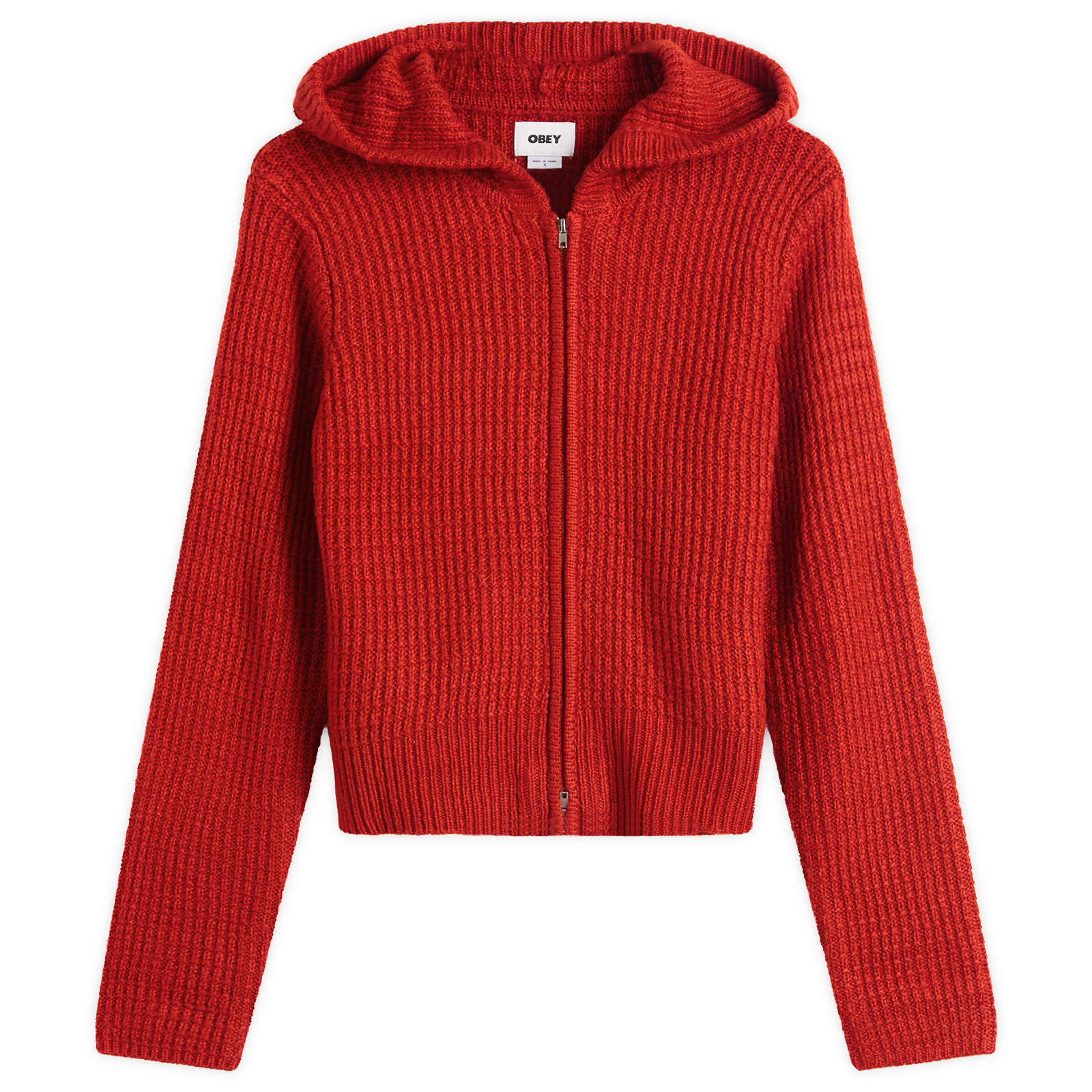 Obey Glenda Hood Zip Sweater - Tomato