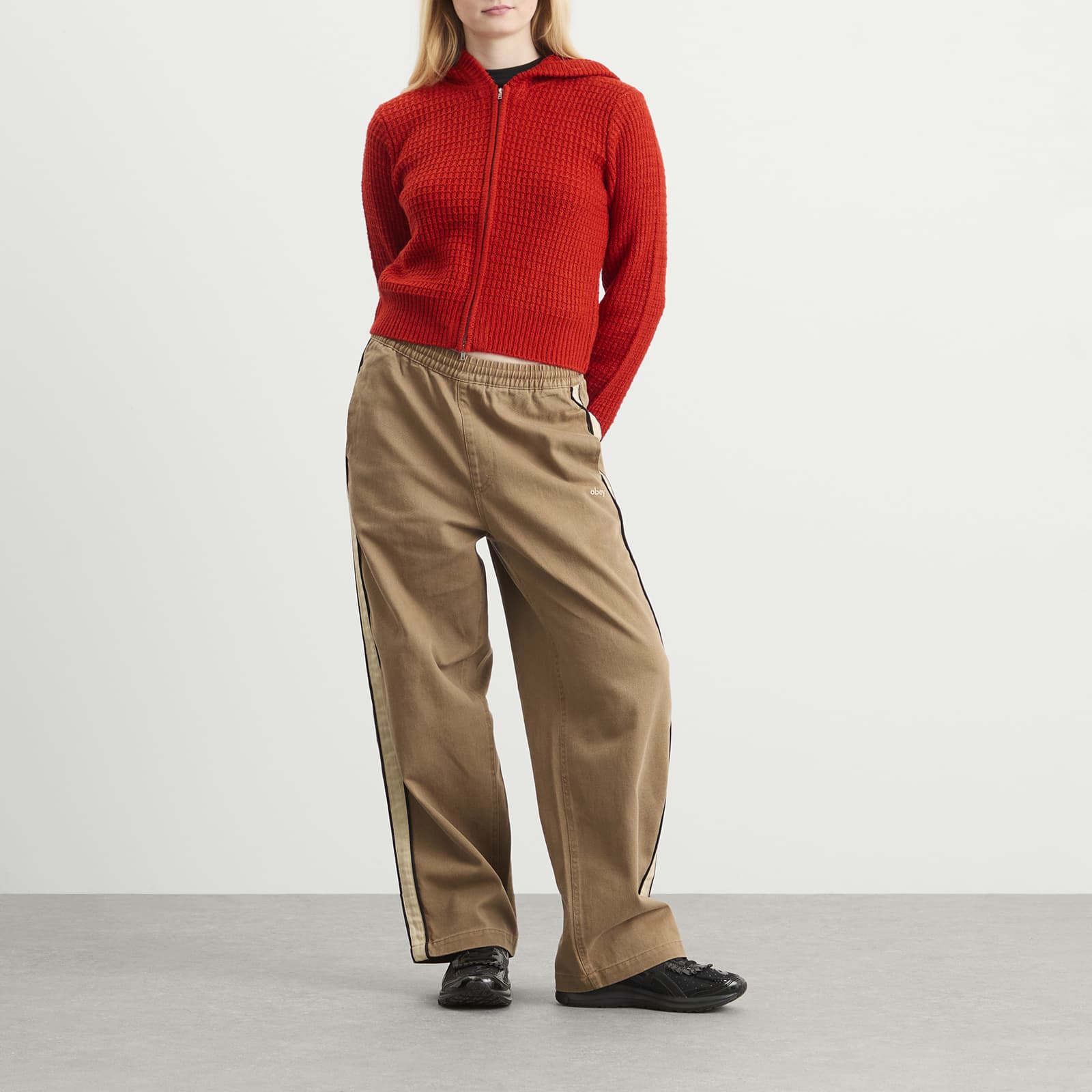 Obey Glenda Hood Zip Sweater - Tomato