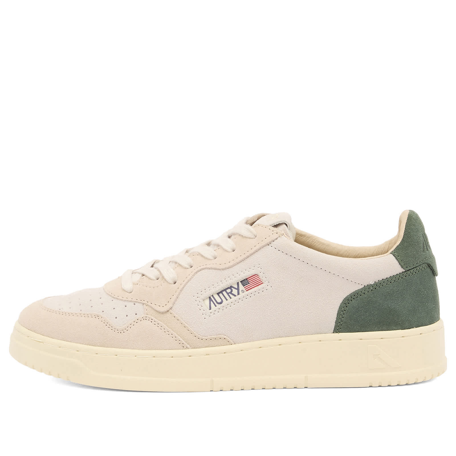 Autry 01 Medalist Low Leather Suede Sneaker - Sand/Green
