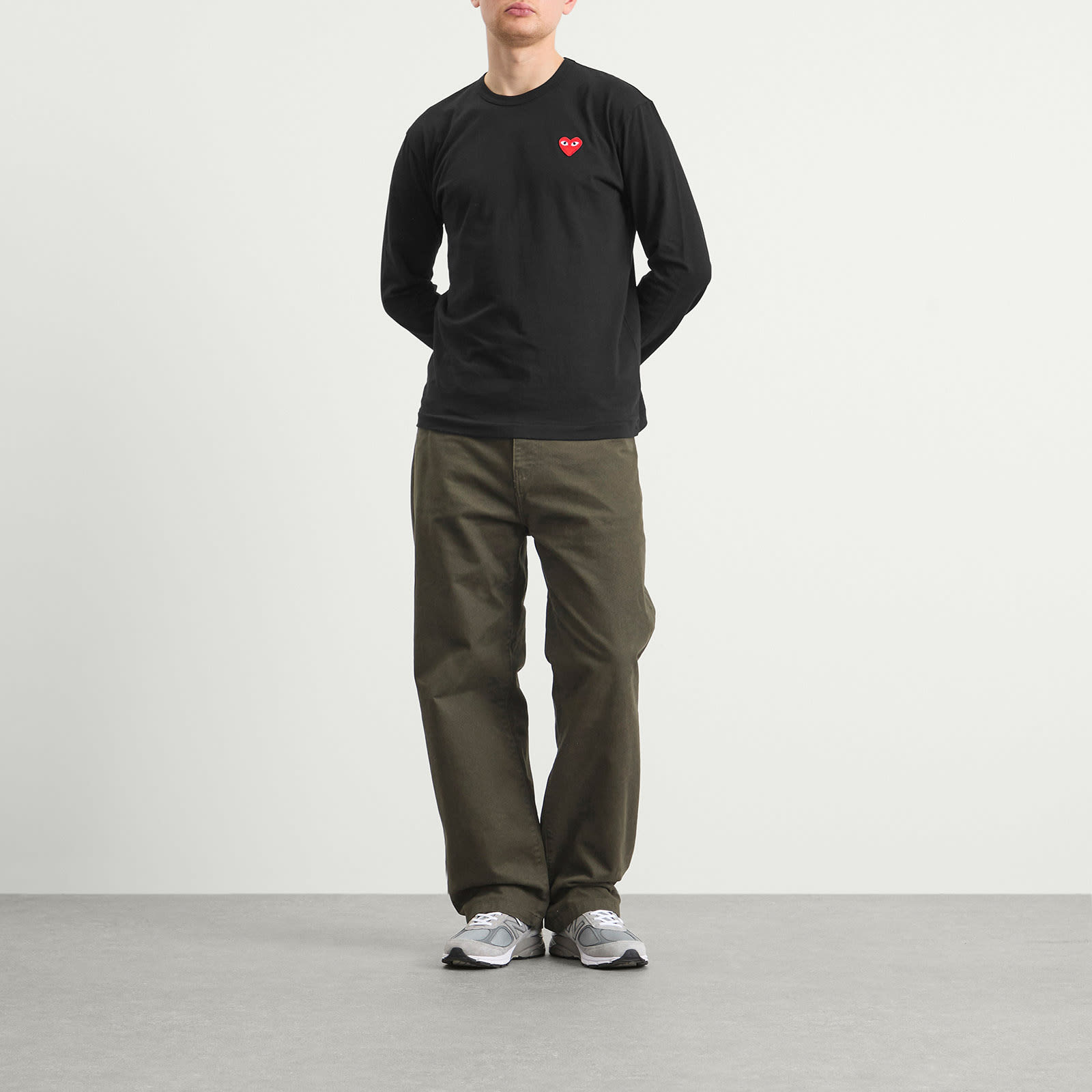 Comme des Garçons Play Long Sleeve Basic Logo T-Shirt - Black & Red