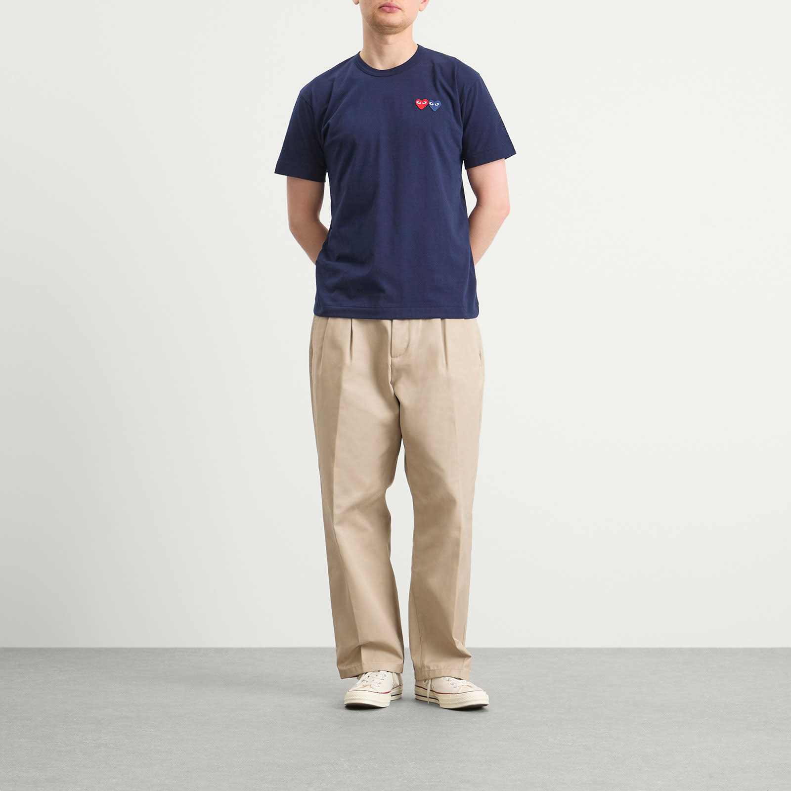 Comme des Garçons Play Double Heart T-Shirt - Navy