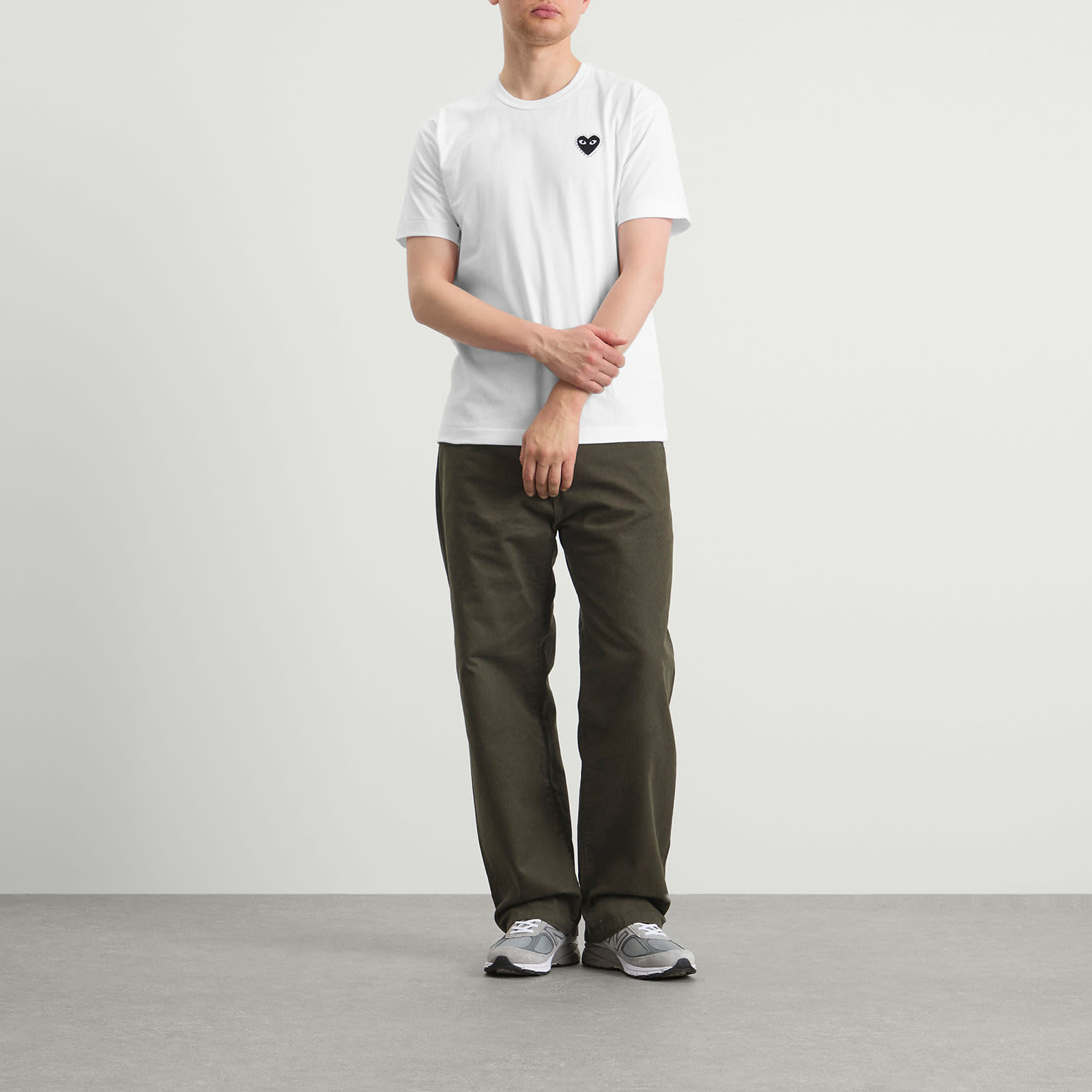 Comme des Garçons Play Studded Heart T-Shirt - White & Black