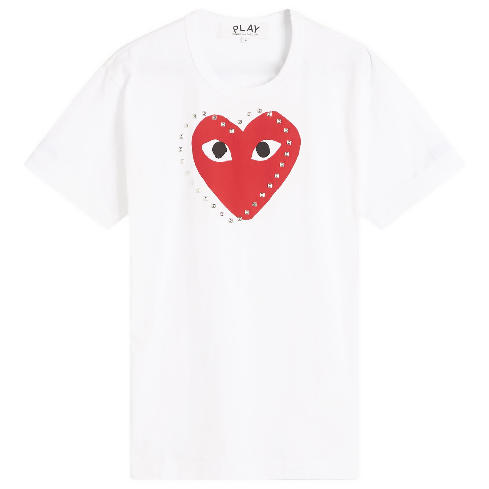 Comme des Garçons Play Studded Large Heart T-Shirt - White & Red