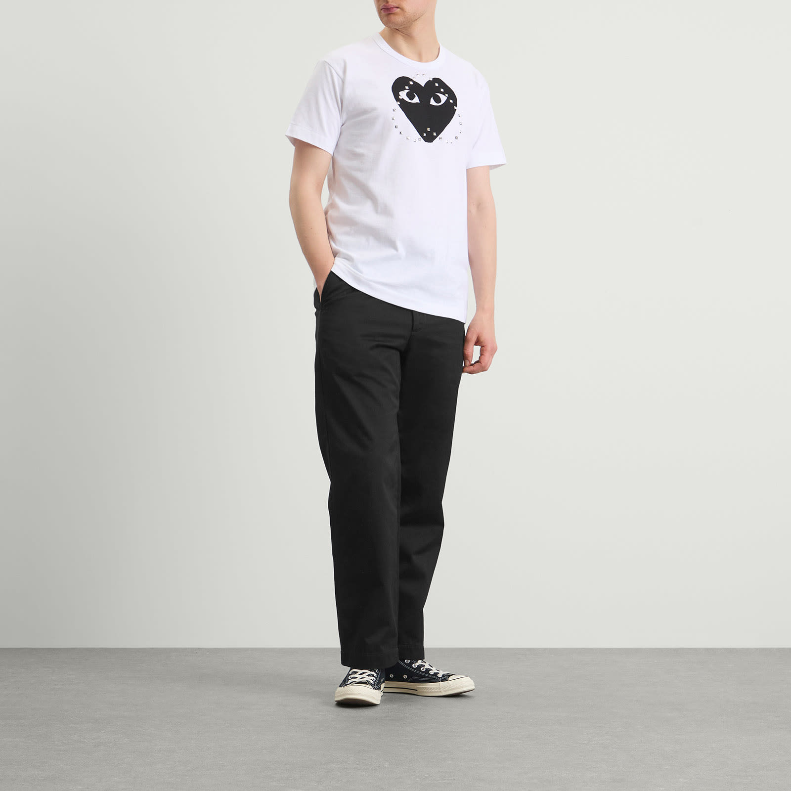 Comme des Garçons Play Studded Large Heart T-Shirt - White & Black