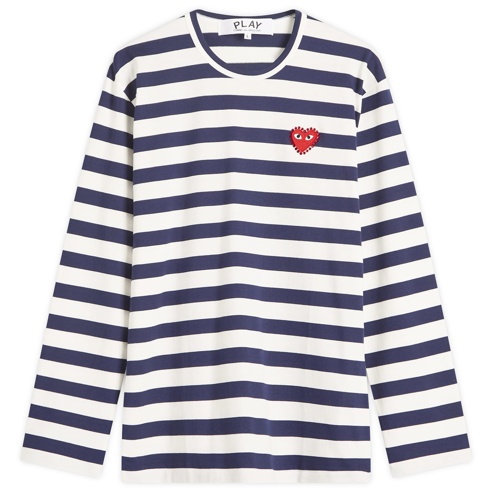 Comme des Garçons Play Studded Heart Long Sleeve T-Shirt - Navy