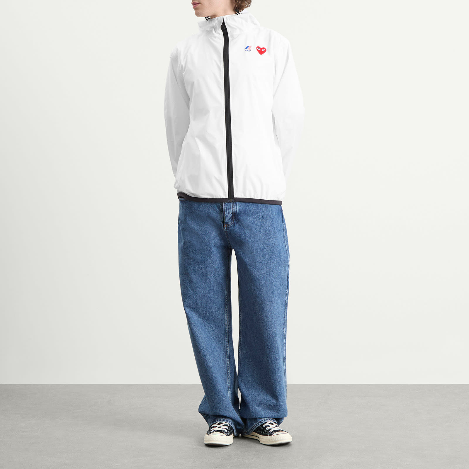 Comme des Garçons Play x K-Way Full Zip Packable Jacket - White