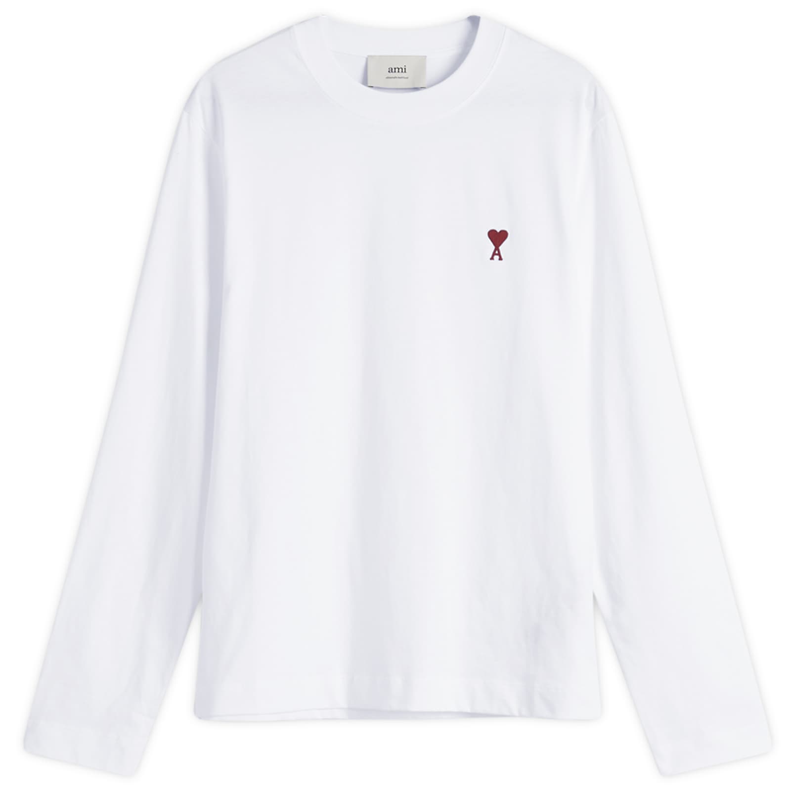 AMI Paris Small Red ADC Classic  Long Sleeve T-Shirt - White