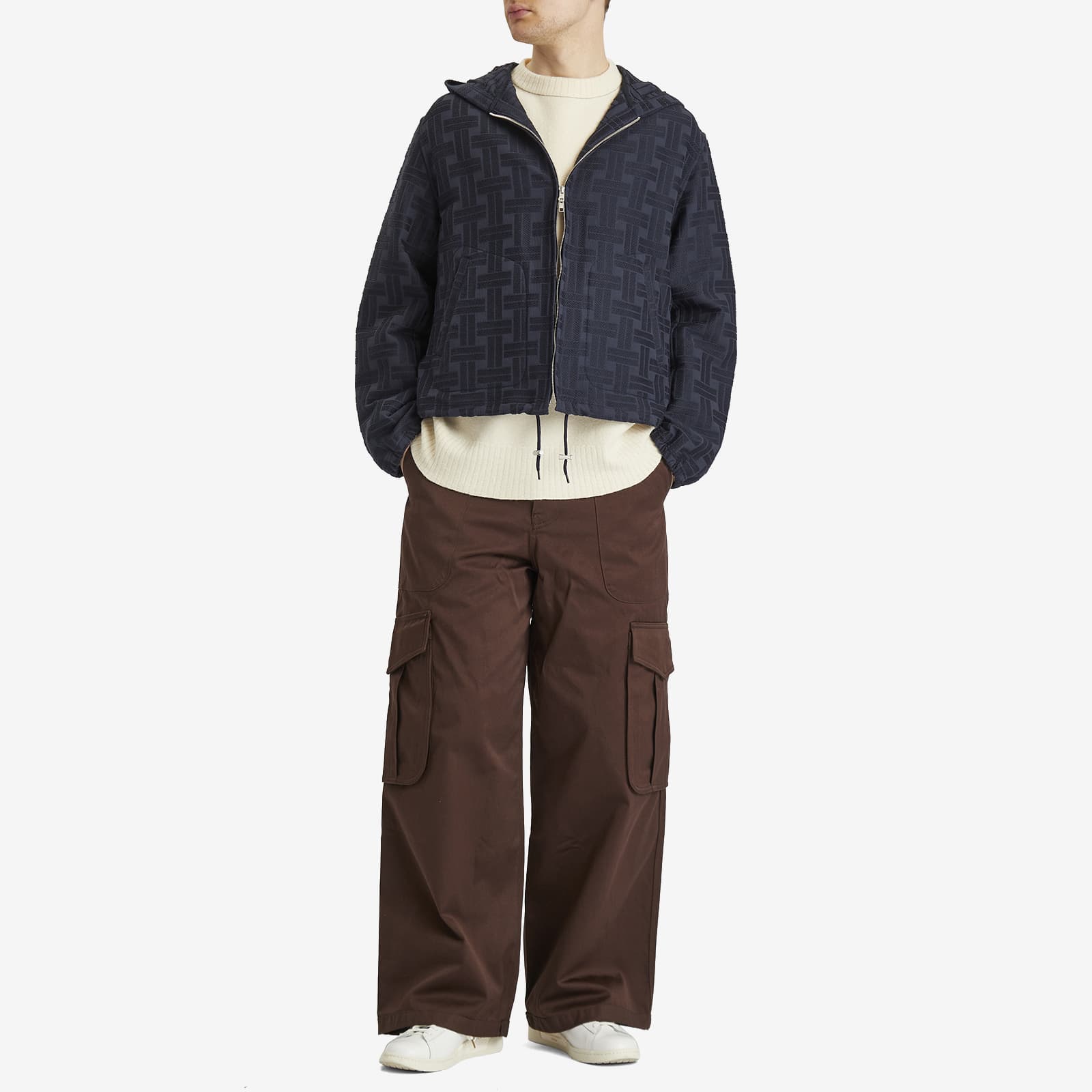 Kenzo Weave Hooded Shirt - Blue Black