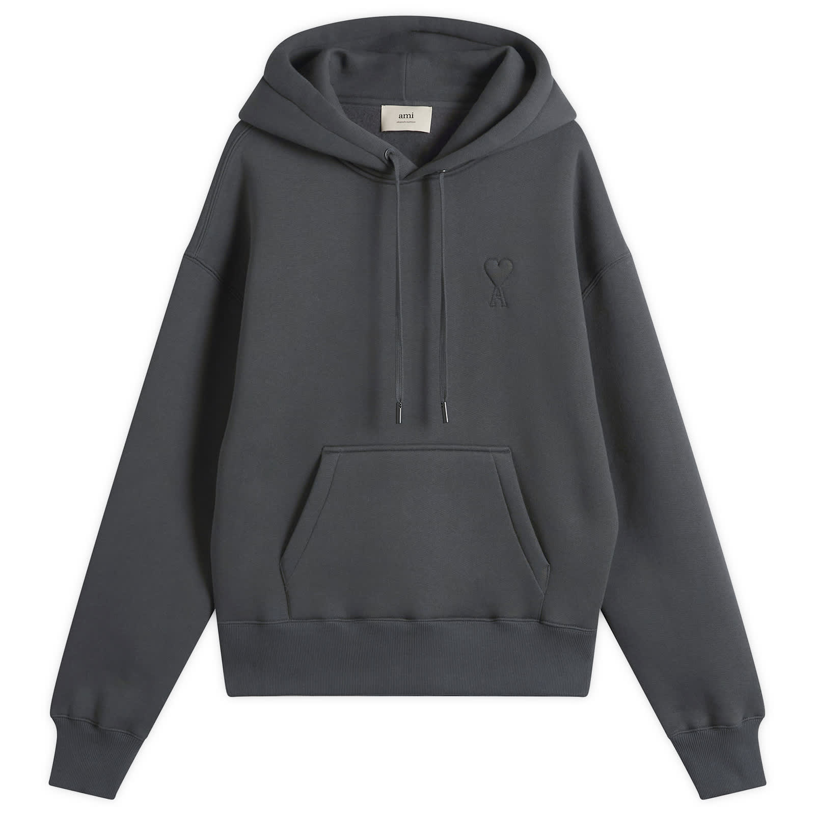 AMI Paris Brushed Fleece Hoodie Big ADC - Anthracite