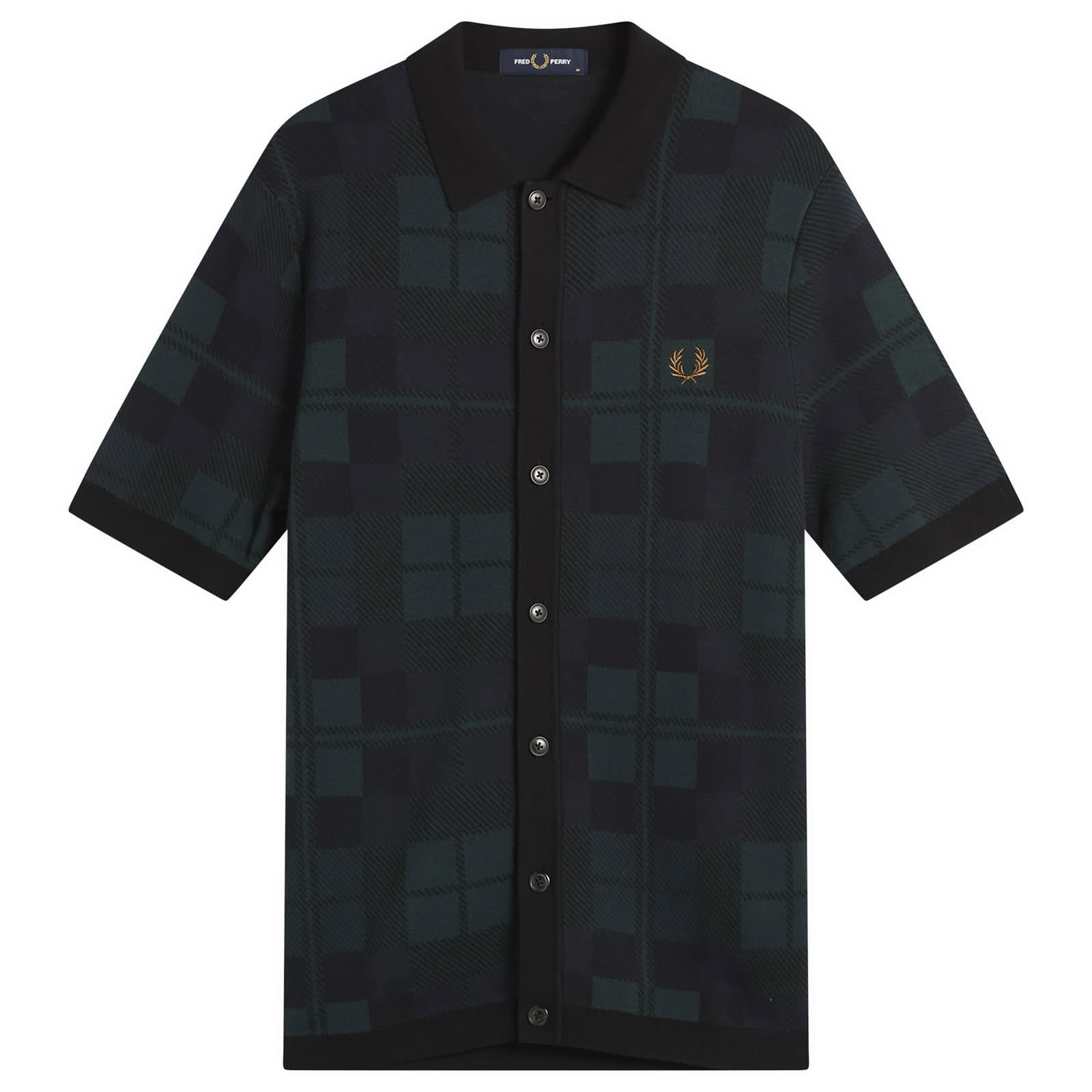 Fred Perry Black Watch Tartan Knit Shirt - Blackwatch Tarta